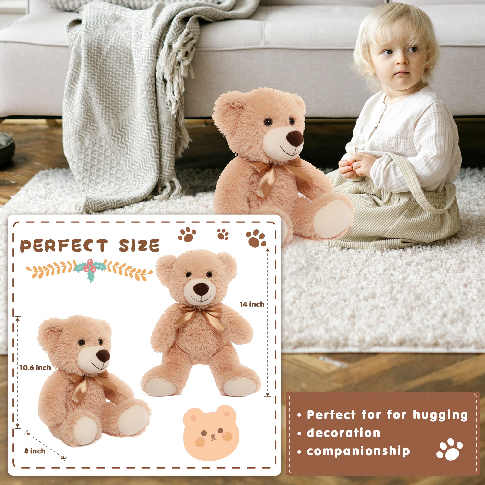 Foto 5 pulgar | Oso De Peluche Morismos De 14 Pulgadas, Paquete De 7 Para Bebé - Venta Internacional.