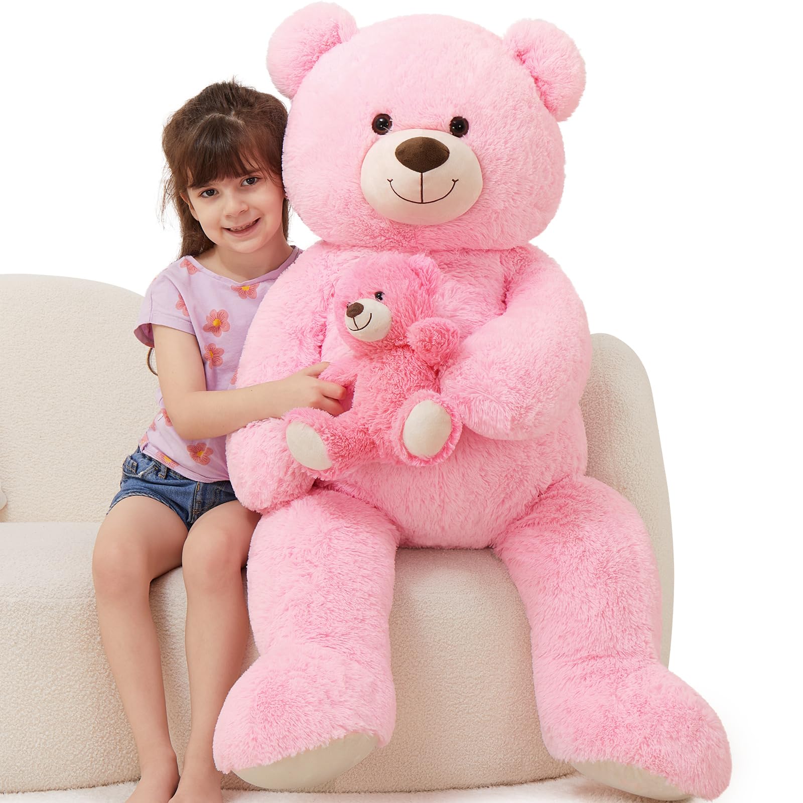 Foto 2 pulgar | Oso De Peluche Gigante Morismos De 110 Cm Con Rosa Bebé - Venta Internacional.