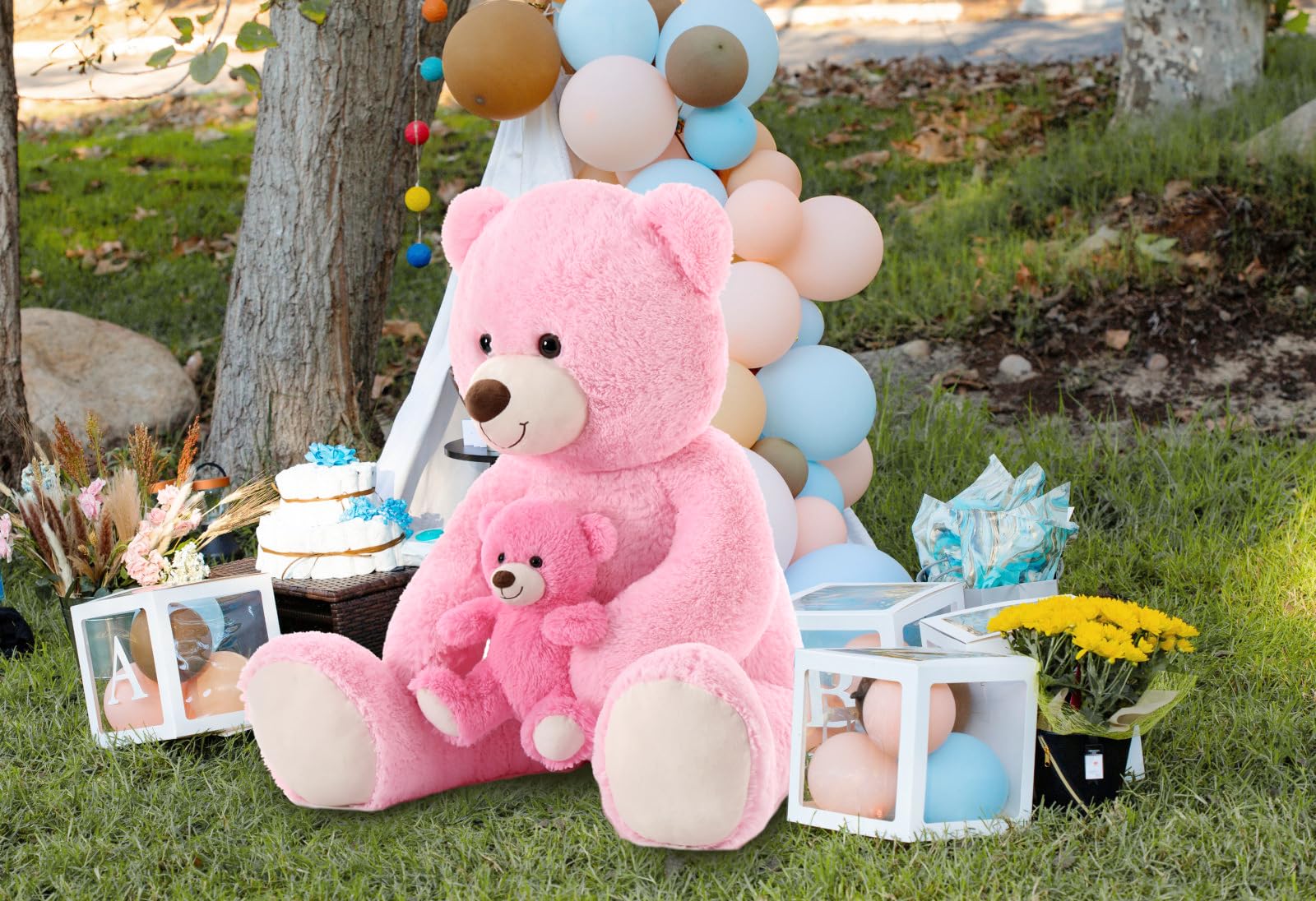 Foto 3 pulgar | Oso De Peluche Gigante Morismos De 110 Cm Con Rosa Bebé - Venta Internacional.