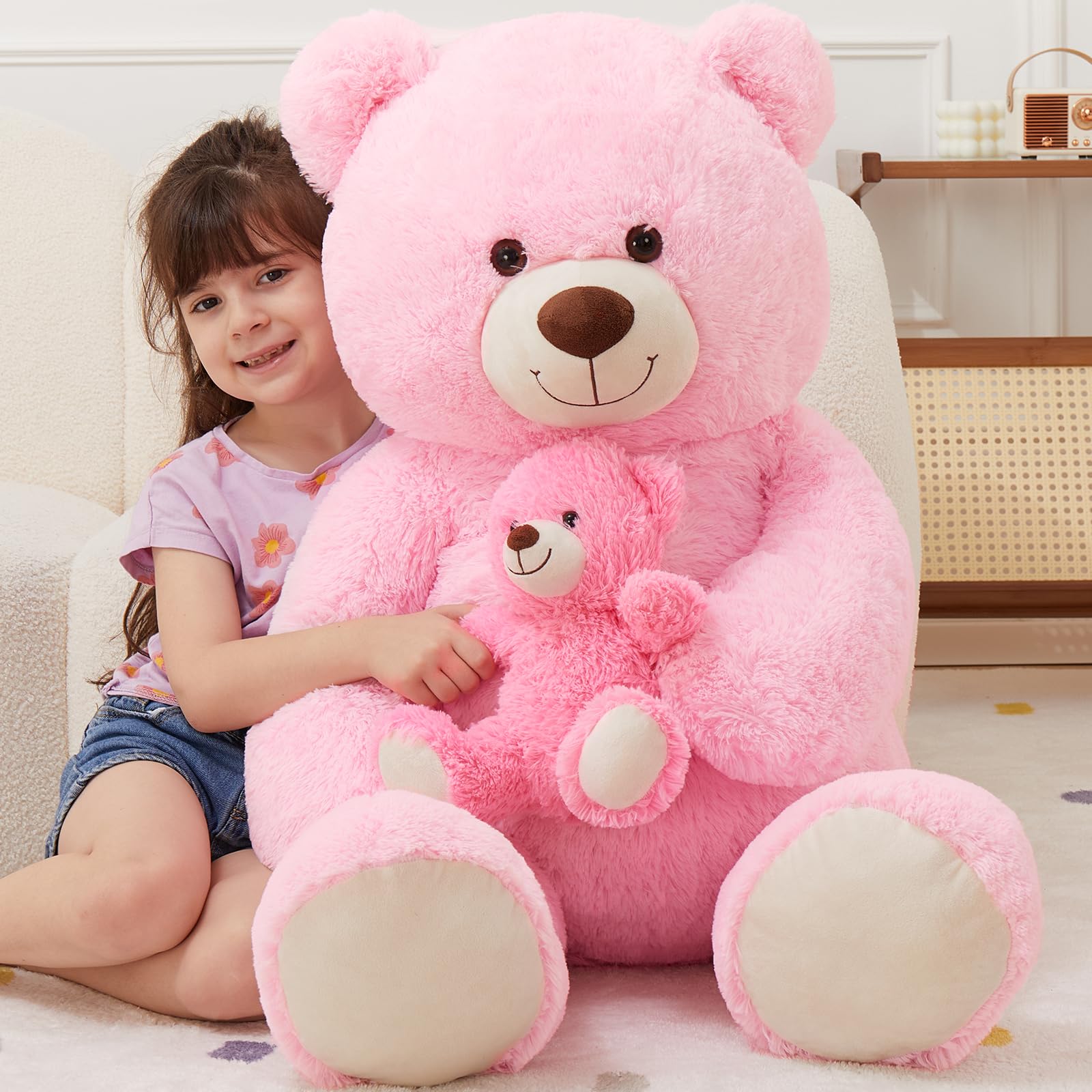 Foto 5 pulgar | Oso De Peluche Gigante Morismos De 110 Cm Con Rosa Bebé - Venta Internacional.