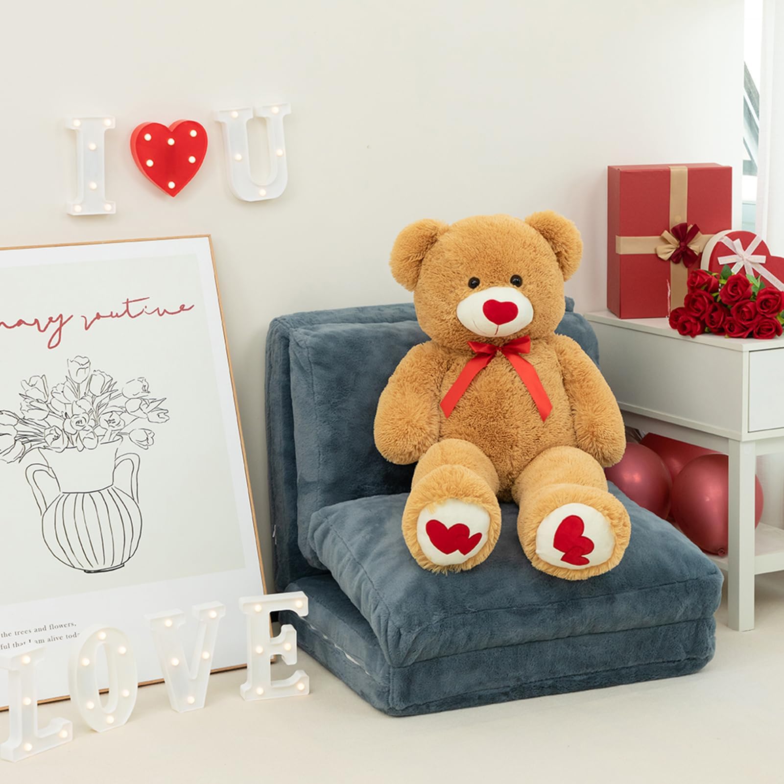 Foto 3 pulgar | Peluche Con Forma De Oso De Peluche Hollyhome, 90 Cm, Con Corazón Rojo - Venta Internacional.