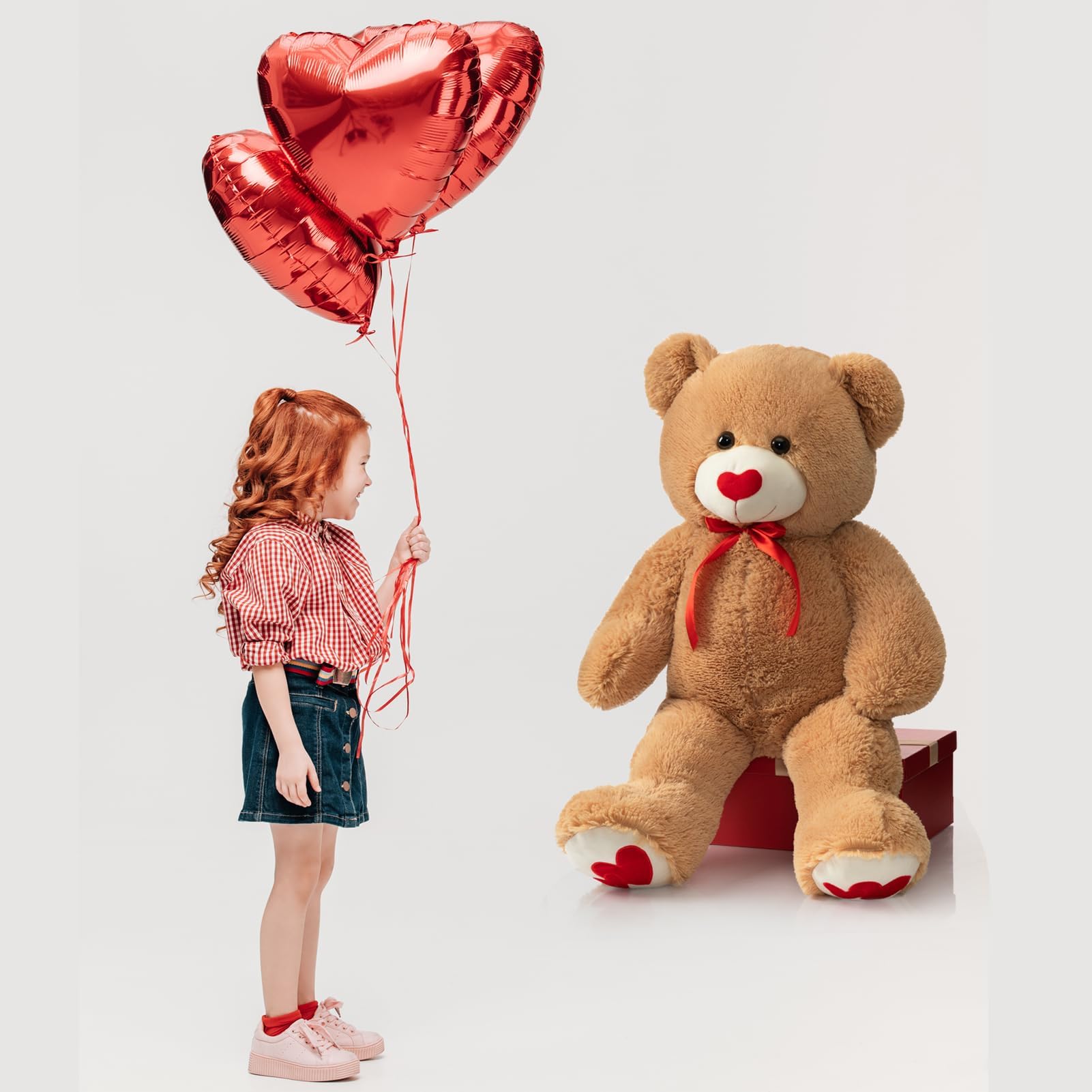 Foto 4 pulgar | Peluche Con Forma De Oso De Peluche Hollyhome, 90 Cm, Con Corazón Rojo - Venta Internacional.