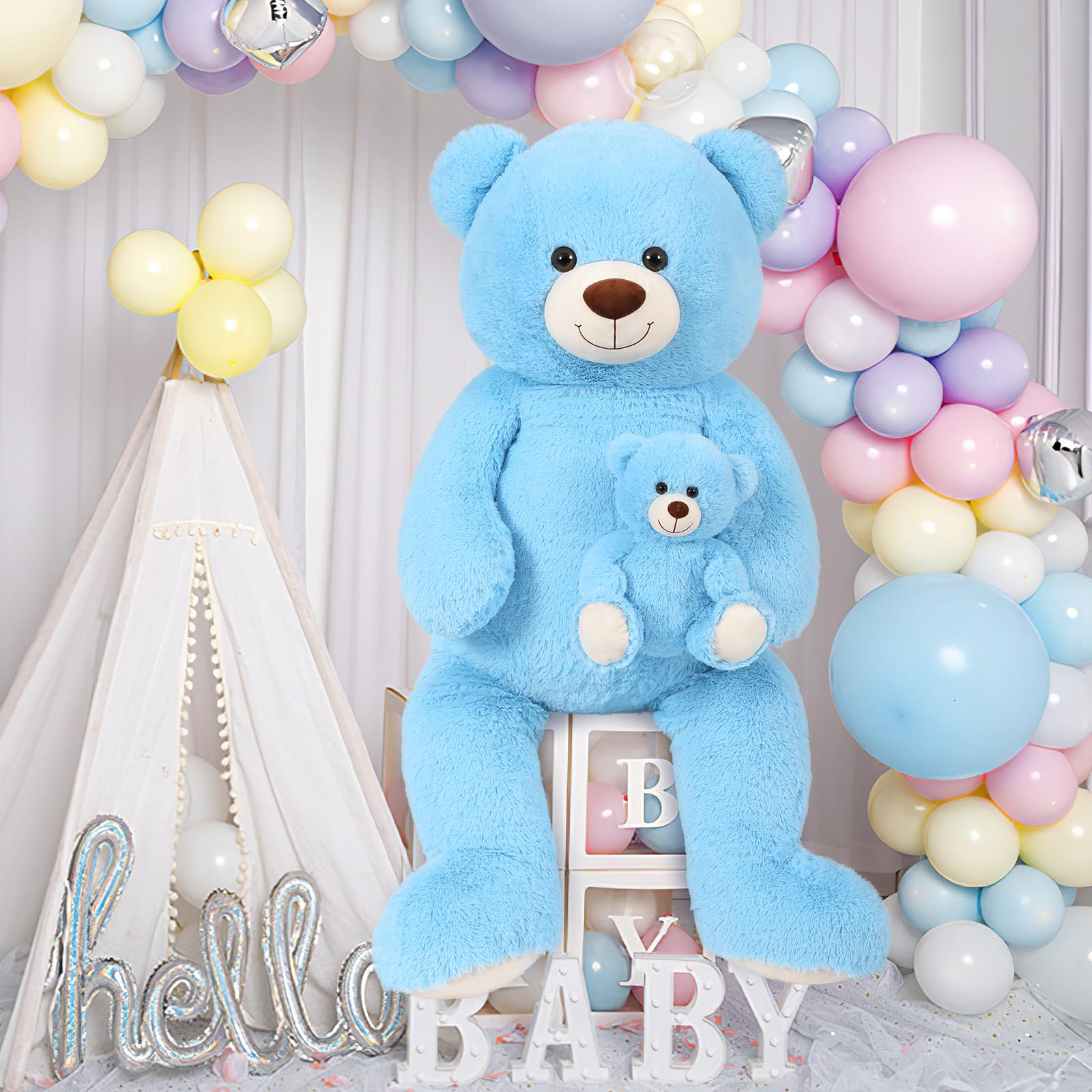 Foto 3 pulgar | Oso De Peluche Gigante Tezituor De 130 Cm Con Color Azul Bebé - Venta Internacional.