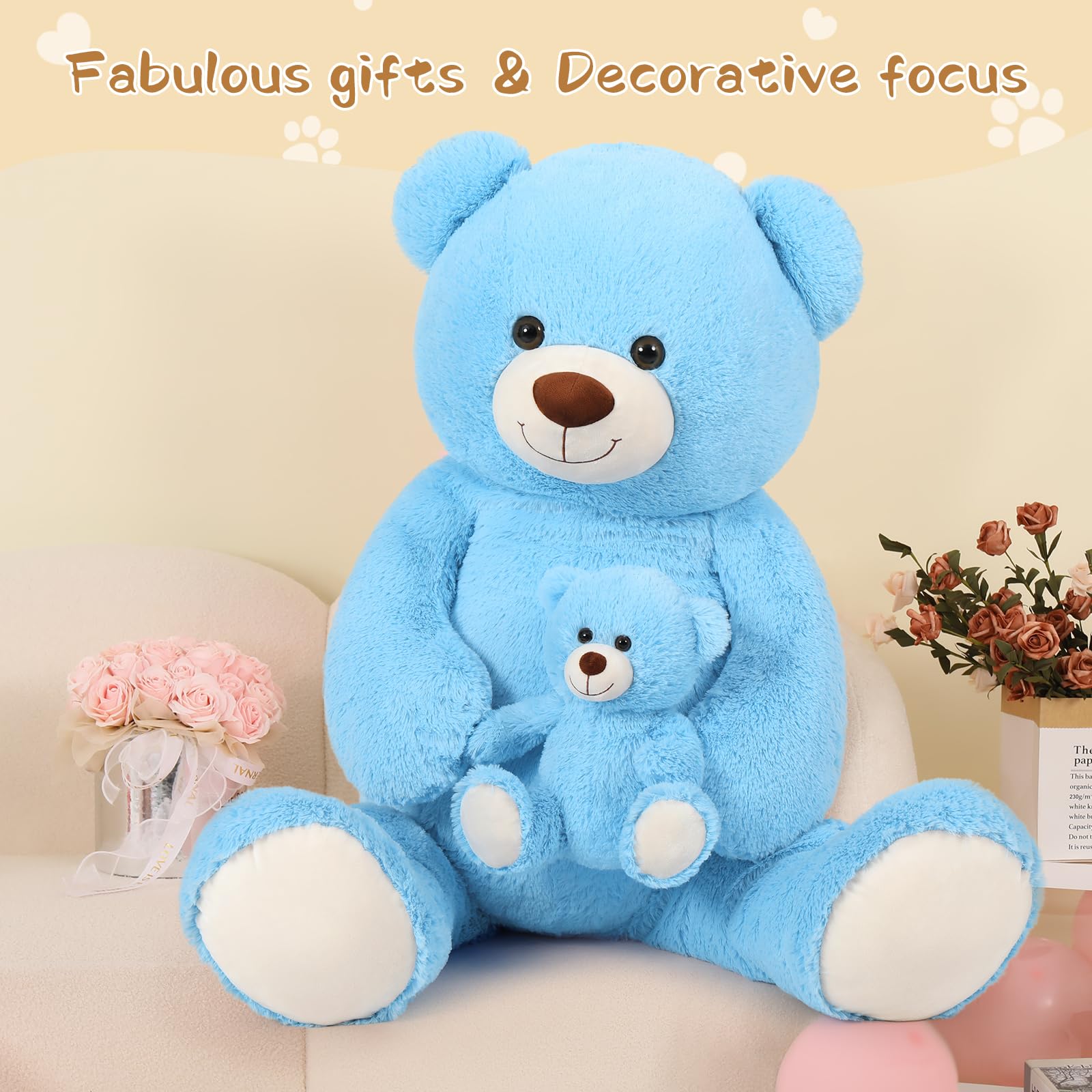 Foto 5 pulgar | Oso De Peluche Gigante Tezituor De 130 Cm Con Color Azul Bebé - Venta Internacional.