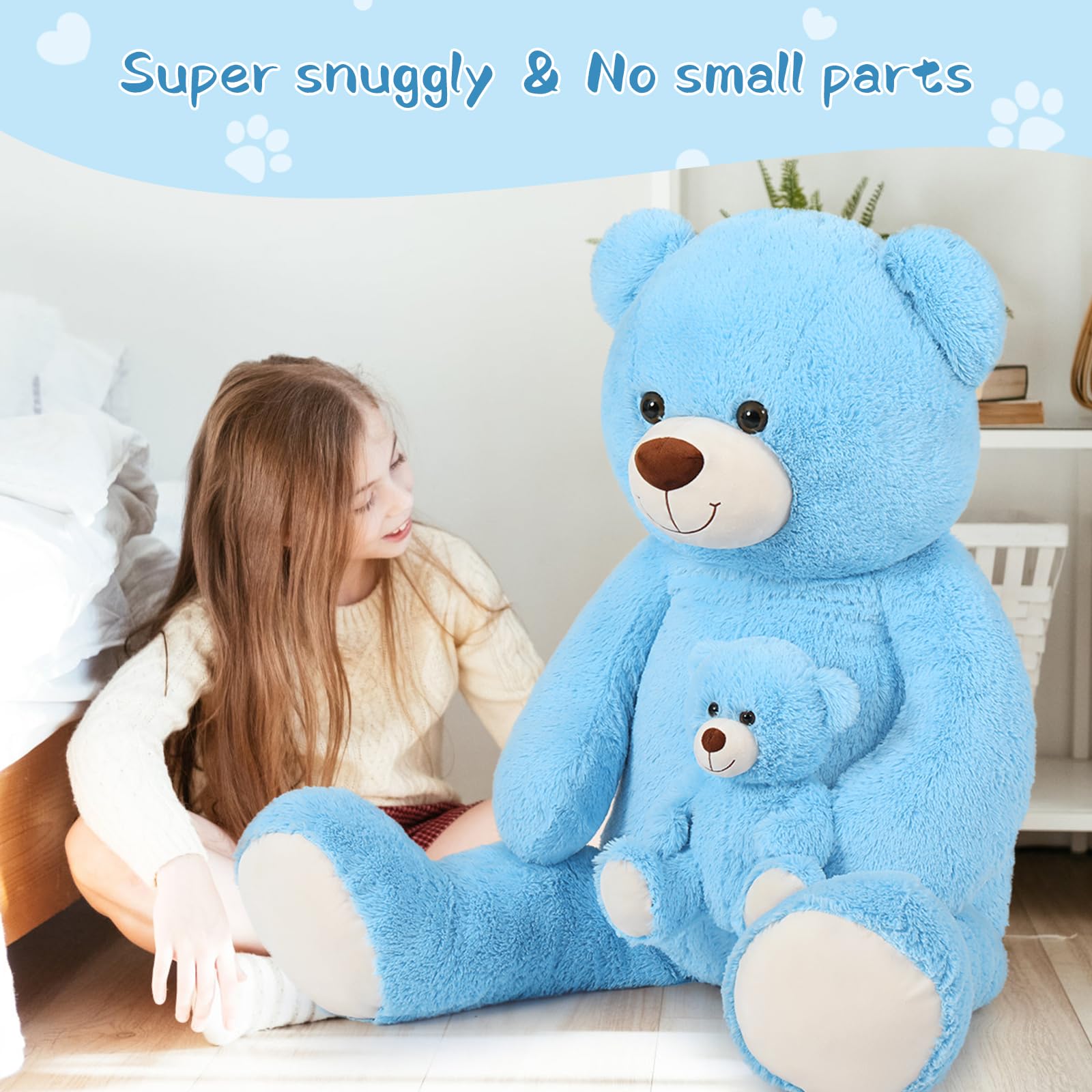 Foto 6 pulgar | Oso De Peluche Gigante Tezituor De 130 Cm Con Color Azul Bebé - Venta Internacional.