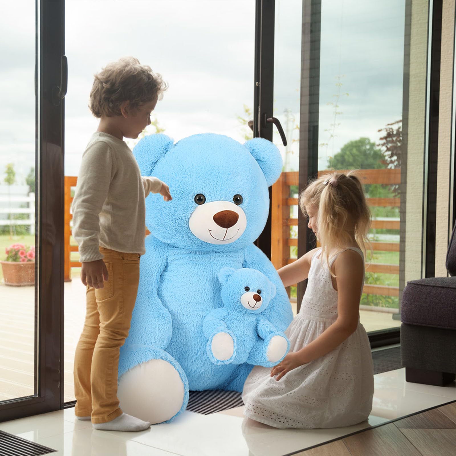 Foto 7 pulgar | Oso De Peluche Gigante Tezituor De 130 Cm Con Color Azul Bebé - Venta Internacional.