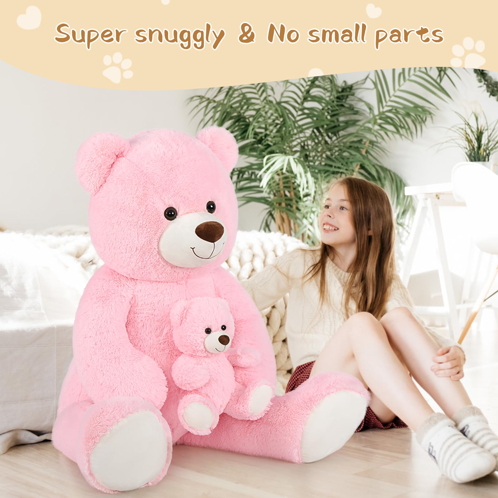 Foto 6 pulgar | Oso De Peluche Gigante Tezituor De 130 Cm Con Color Rosa Bebé - Venta Internacional.