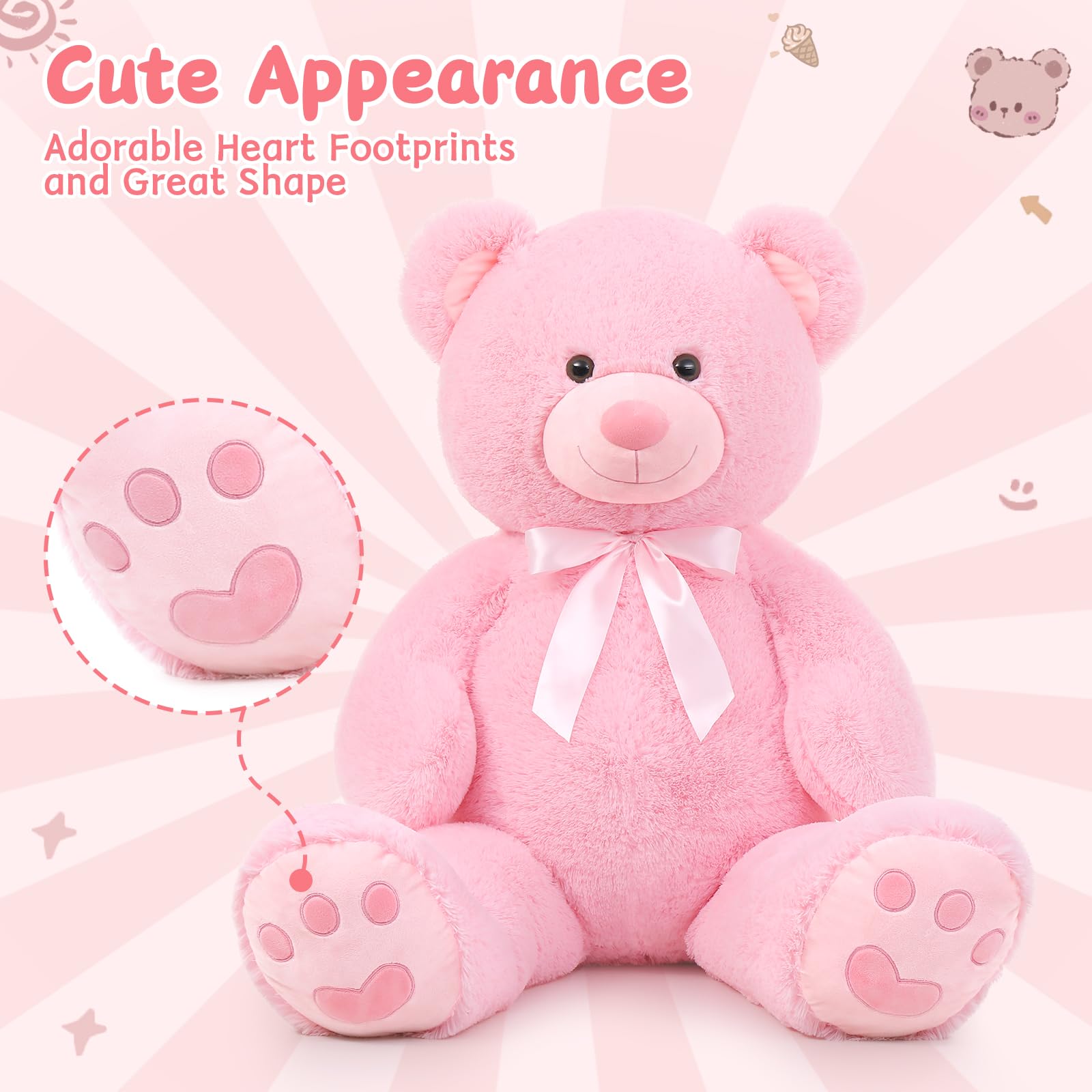 Foto 4 pulgar | Peluche Morismos, Oso De Peluche Gigante, 120 Cm, Color Rosa - Venta Internacional.