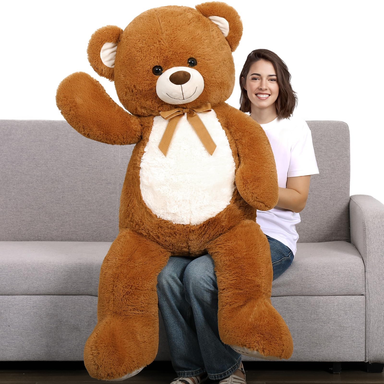 Peluche Tezituor, Gran Oso De Peluche, 1,3 M, Color Marrón Oscuro - Venta Internacional.
