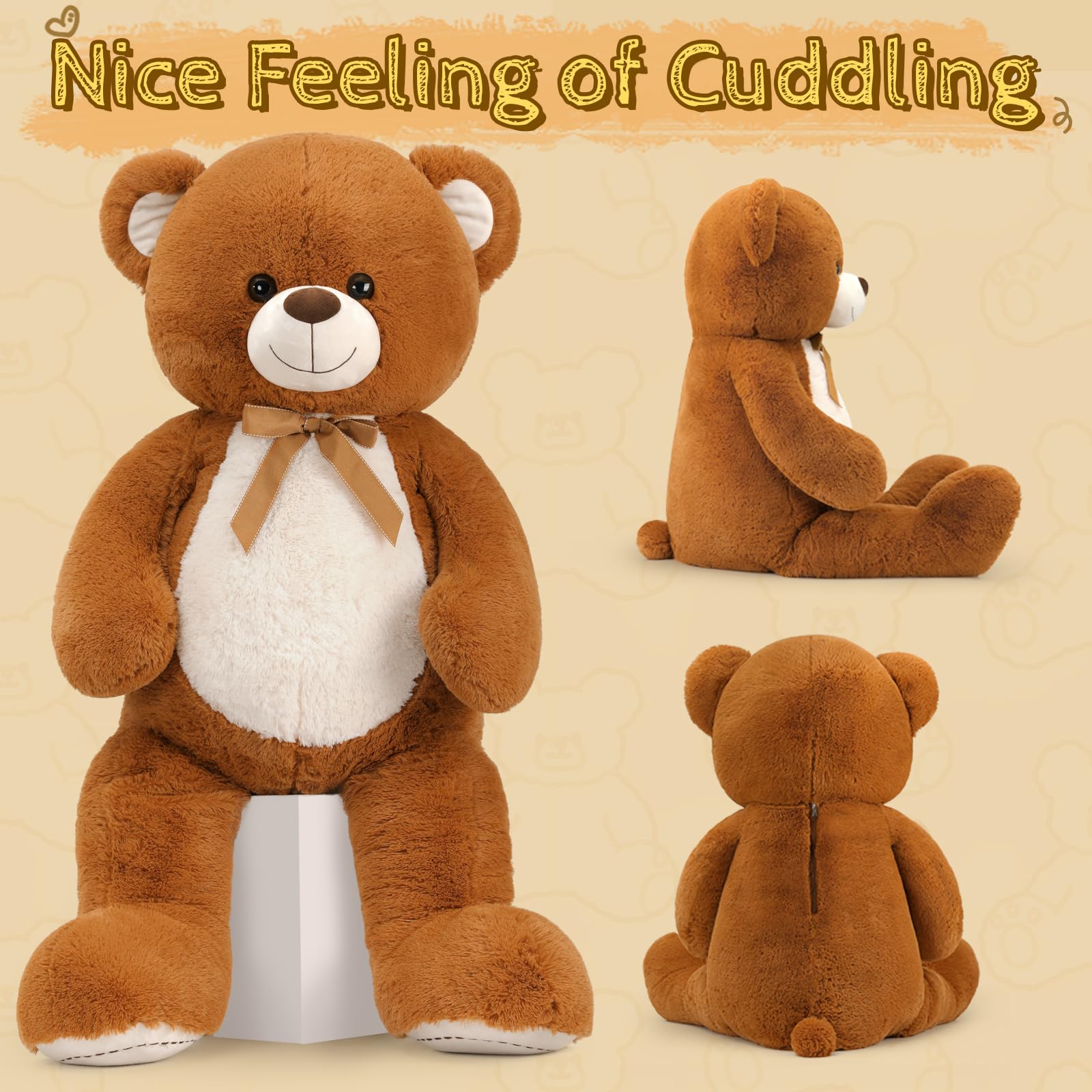Foto 4 pulgar | Peluche Tezituor, Gran Oso De Peluche, 1,3 M, Color Marrón Oscuro - Venta Internacional.
