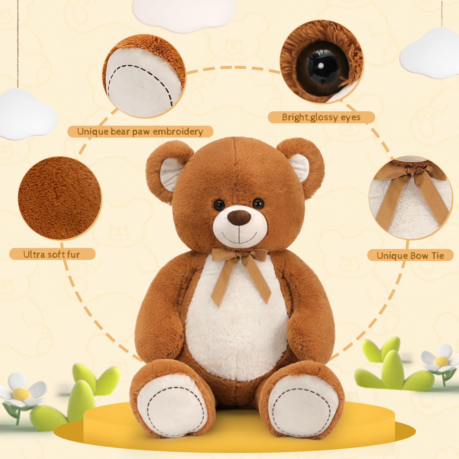 Foto 6 pulgar | Peluche Tezituor, Gran Oso De Peluche, 1,3 M, Color Marrón Oscuro - Venta Internacional.