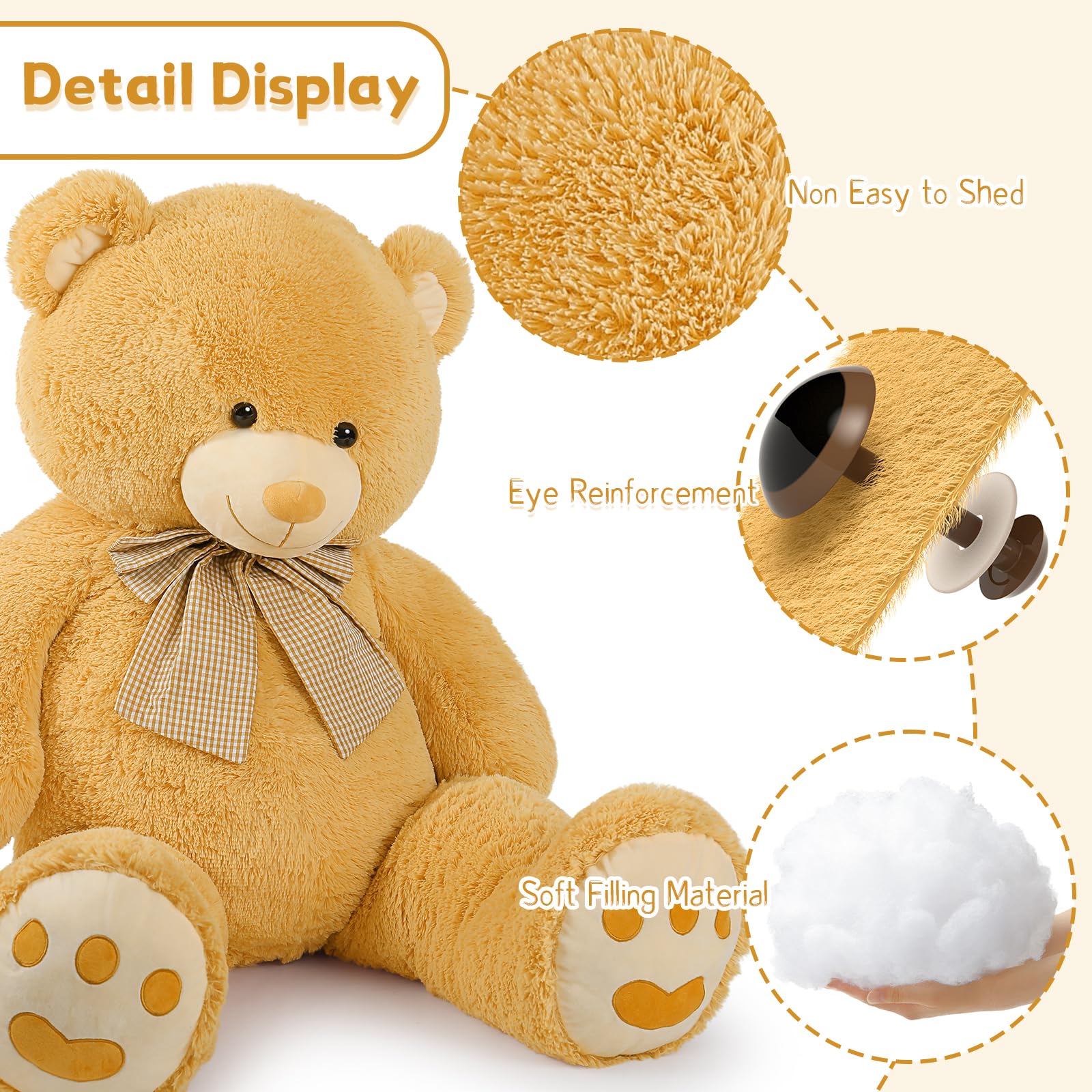 Foto 5 pulgar | Oso De Peluche Gigante Morismos De Color Marrón De 150 Cm Con Lazo - Venta Internacional.