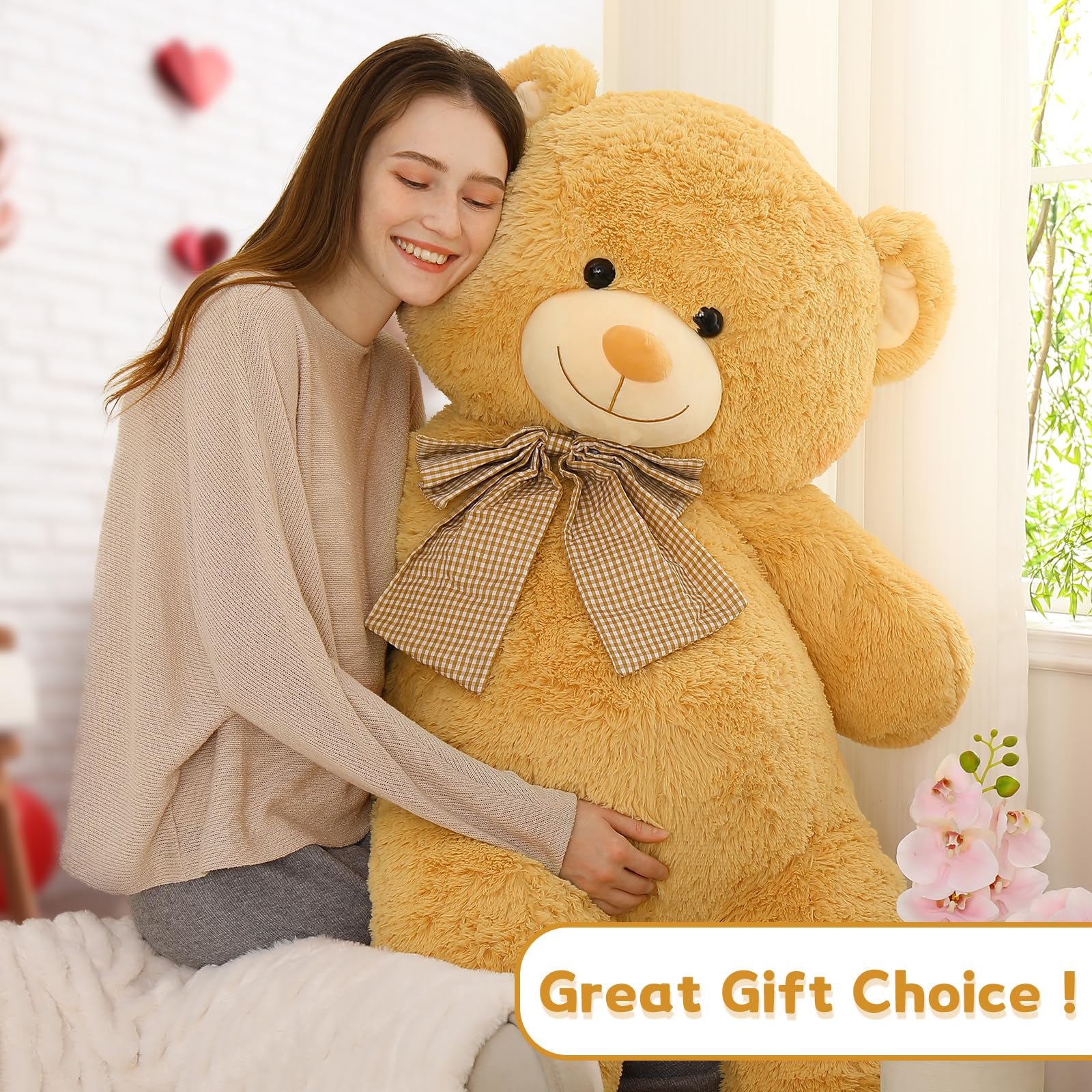 Foto 6 pulgar | Oso De Peluche Gigante Morismos De Color Marrón De 150 Cm Con Lazo - Venta Internacional.