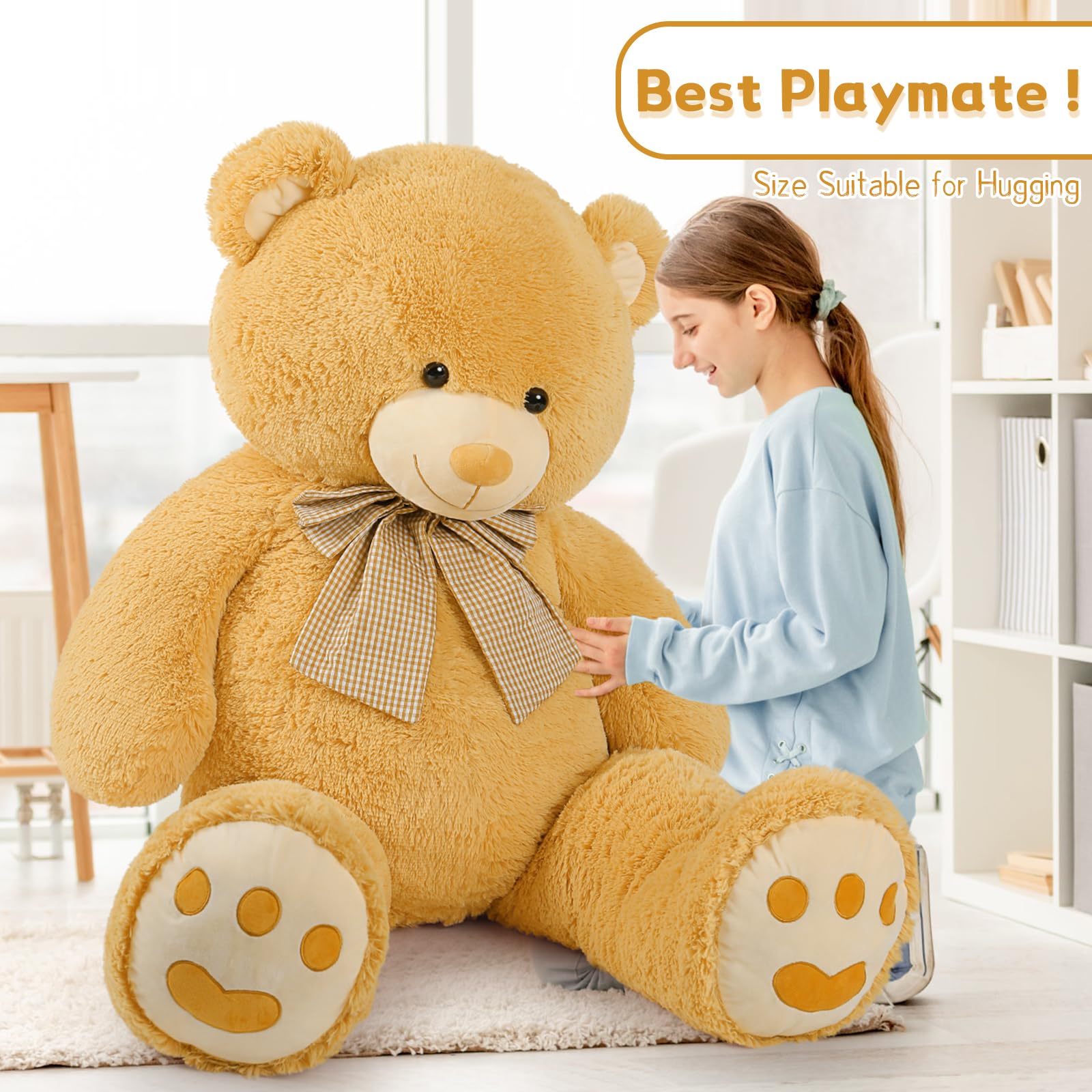 Foto 7 pulgar | Oso De Peluche Gigante Morismos De Color Marrón De 150 Cm Con Lazo - Venta Internacional.