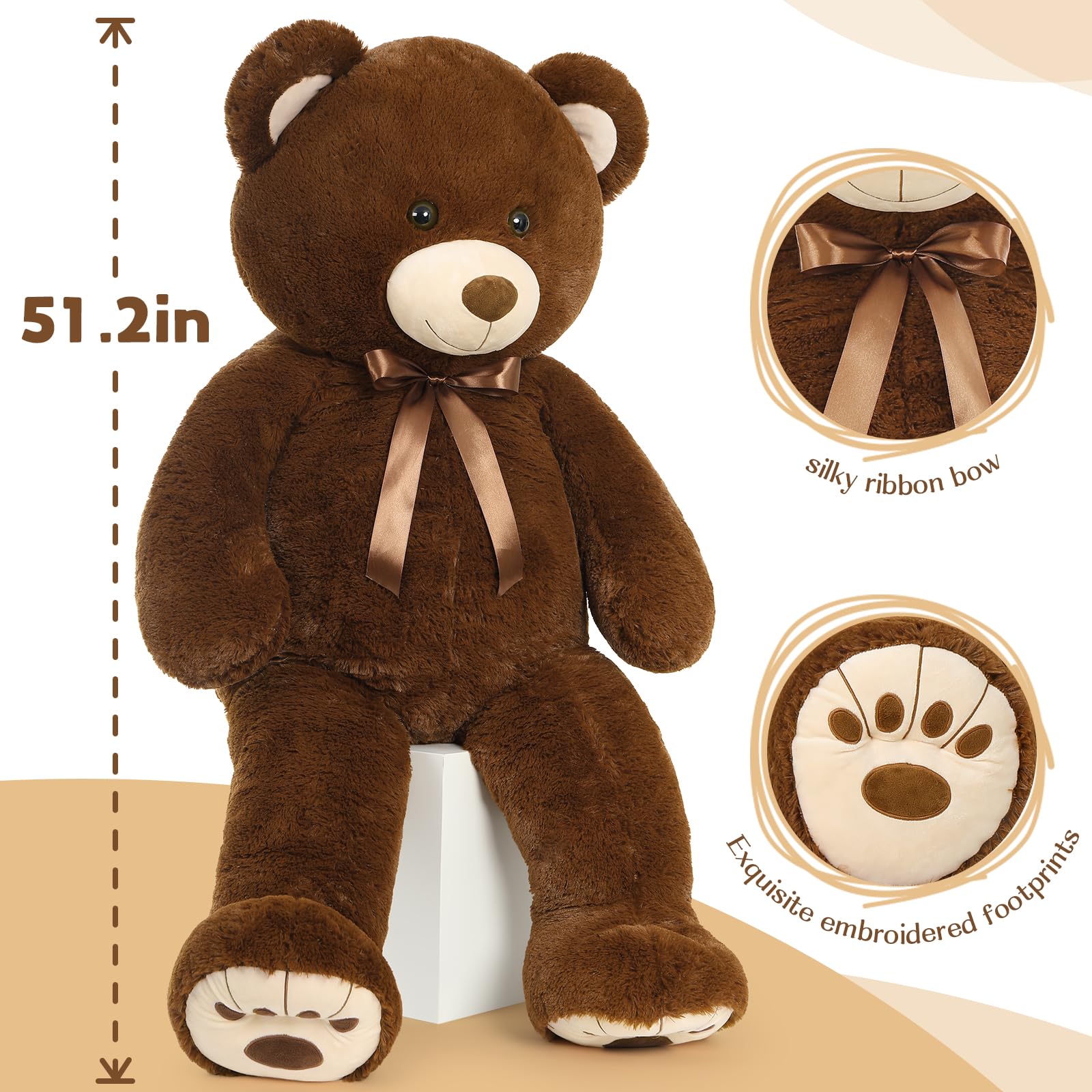 Foto 3 pulgar | Oso De Peluche Morismos Giant 130 Cm, Color Marrón - Venta Internacional.