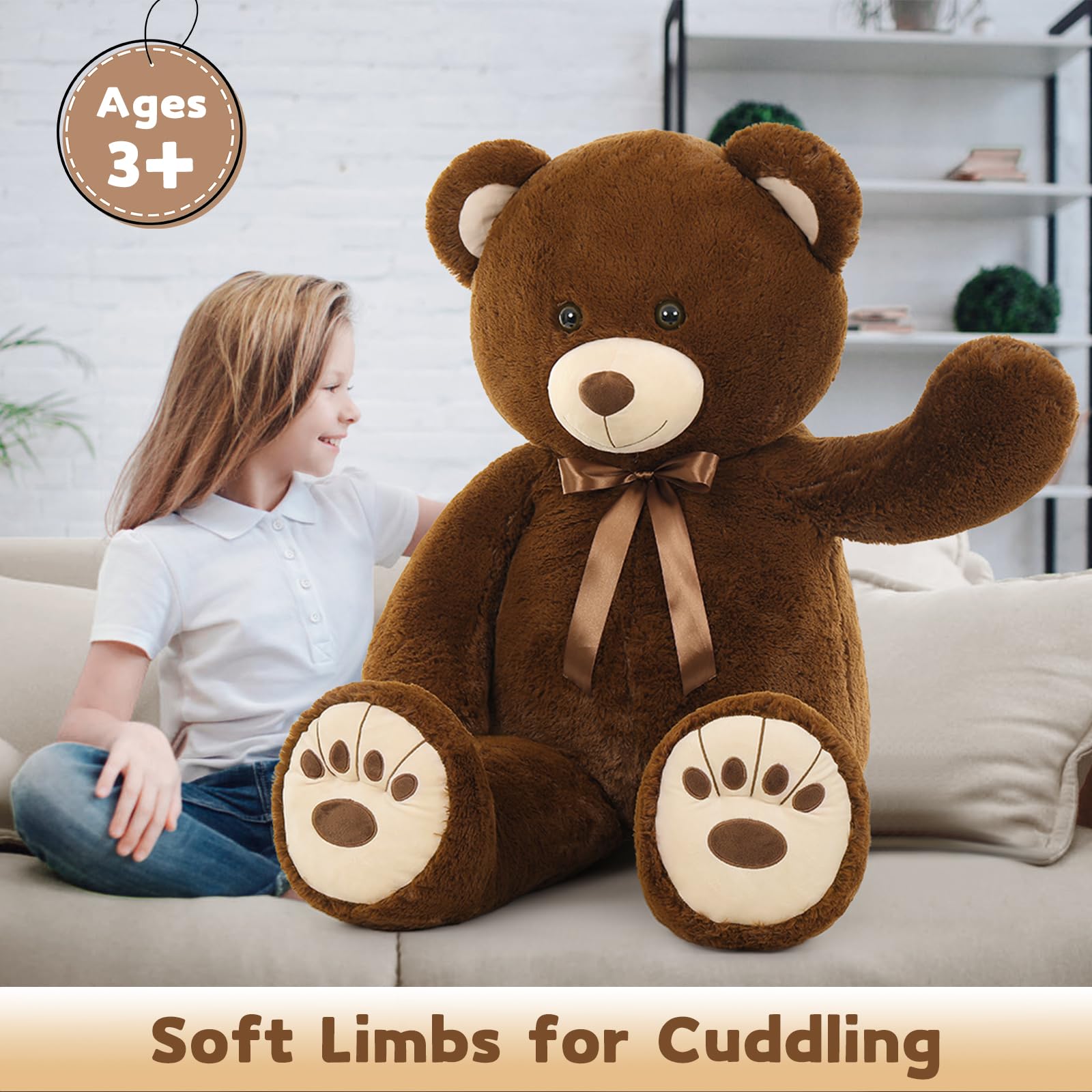 Foto 4 pulgar | Oso De Peluche Morismos Giant 130 Cm, Color Marrón - Venta Internacional.