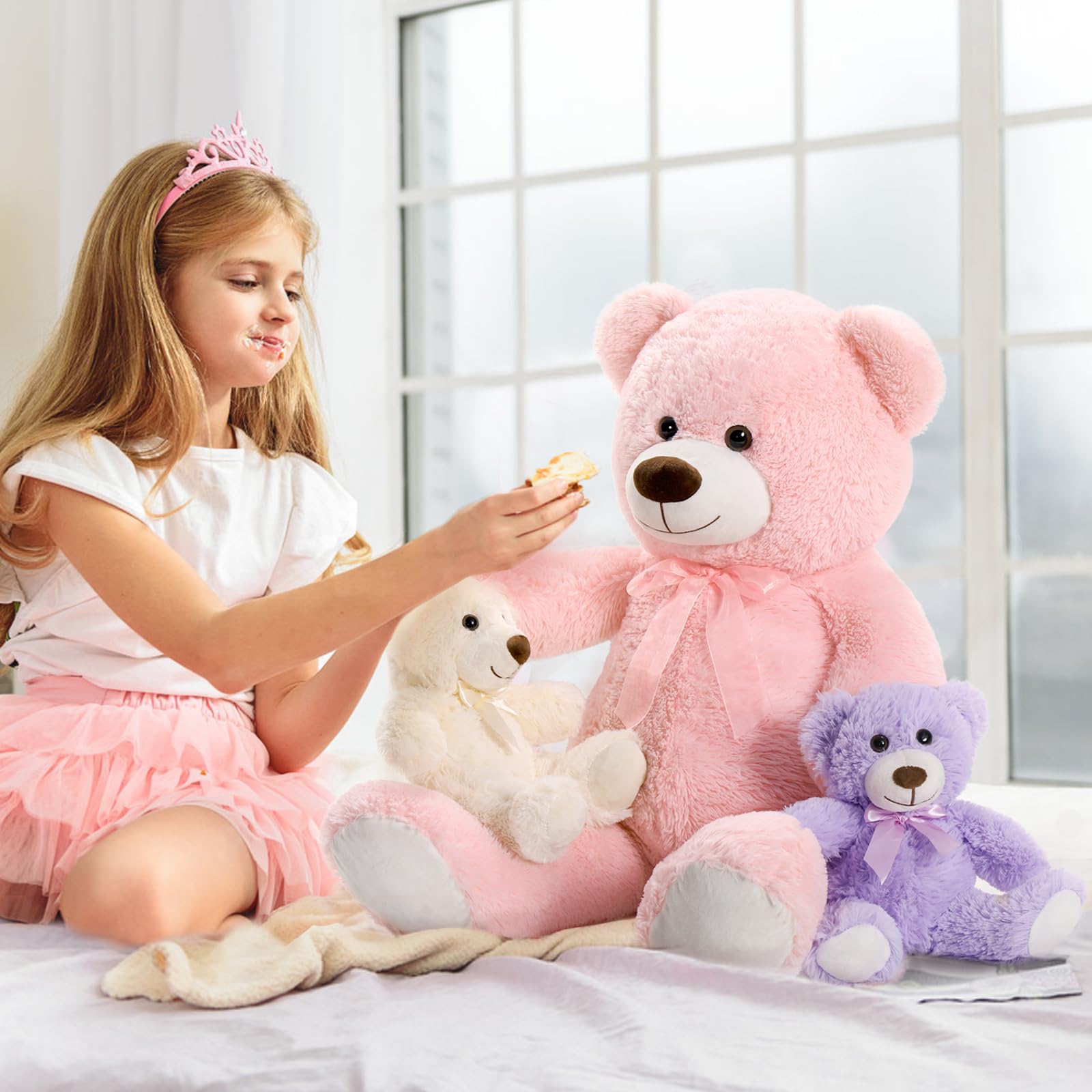 Foto 3 pulgar | Oso De Peluche Gigante Morismos Con Bebés Rosa 90 Cm - Venta Internacional.