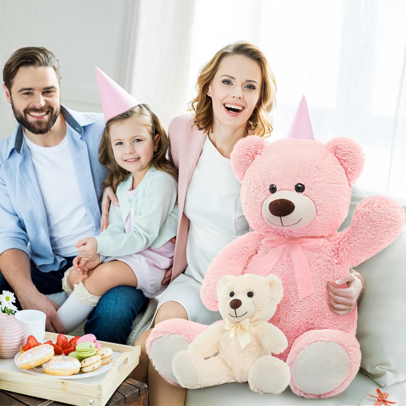 Foto 5 pulgar | Oso De Peluche Gigante Morismos Con Bebés Rosa 90 Cm - Venta Internacional.