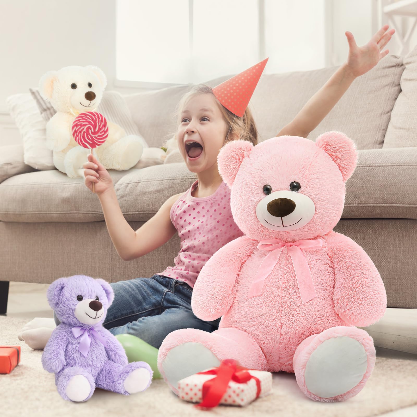 Foto 6 pulgar | Oso De Peluche Gigante Morismos Con Bebés Rosa 90 Cm - Venta Internacional.