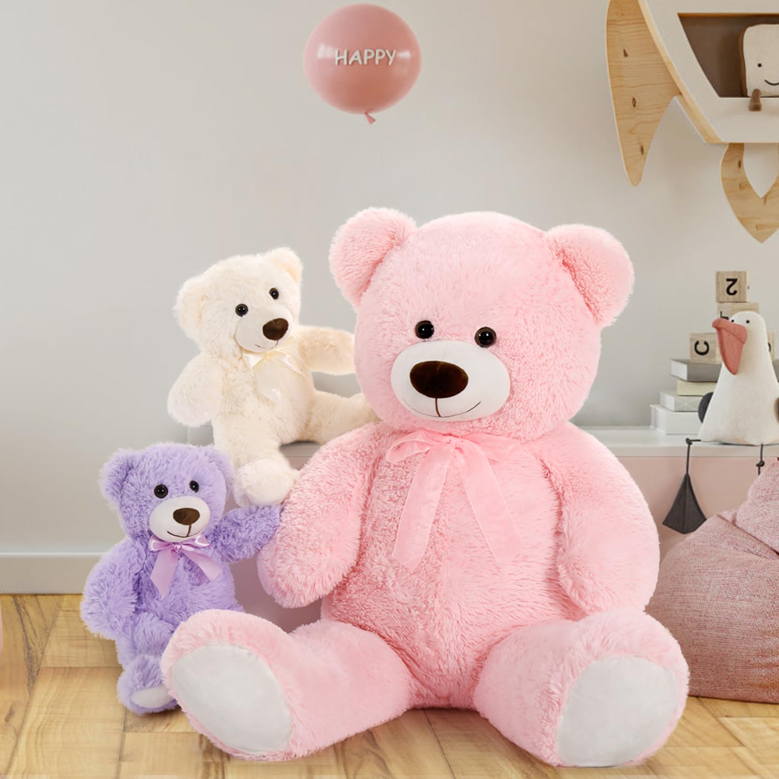 Foto 7 pulgar | Oso De Peluche Gigante Morismos Con Bebés Rosa 90 Cm - Venta Internacional.