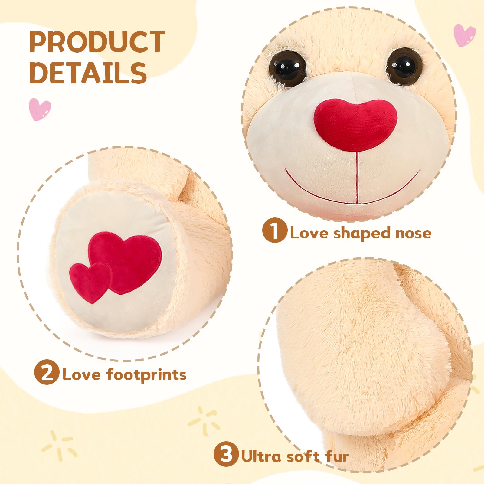 Foto 4 pulgar | Oso De Peluche Gigante Maogolan De 42 Cm Con Huellas De Corazón - Venta Internacional.