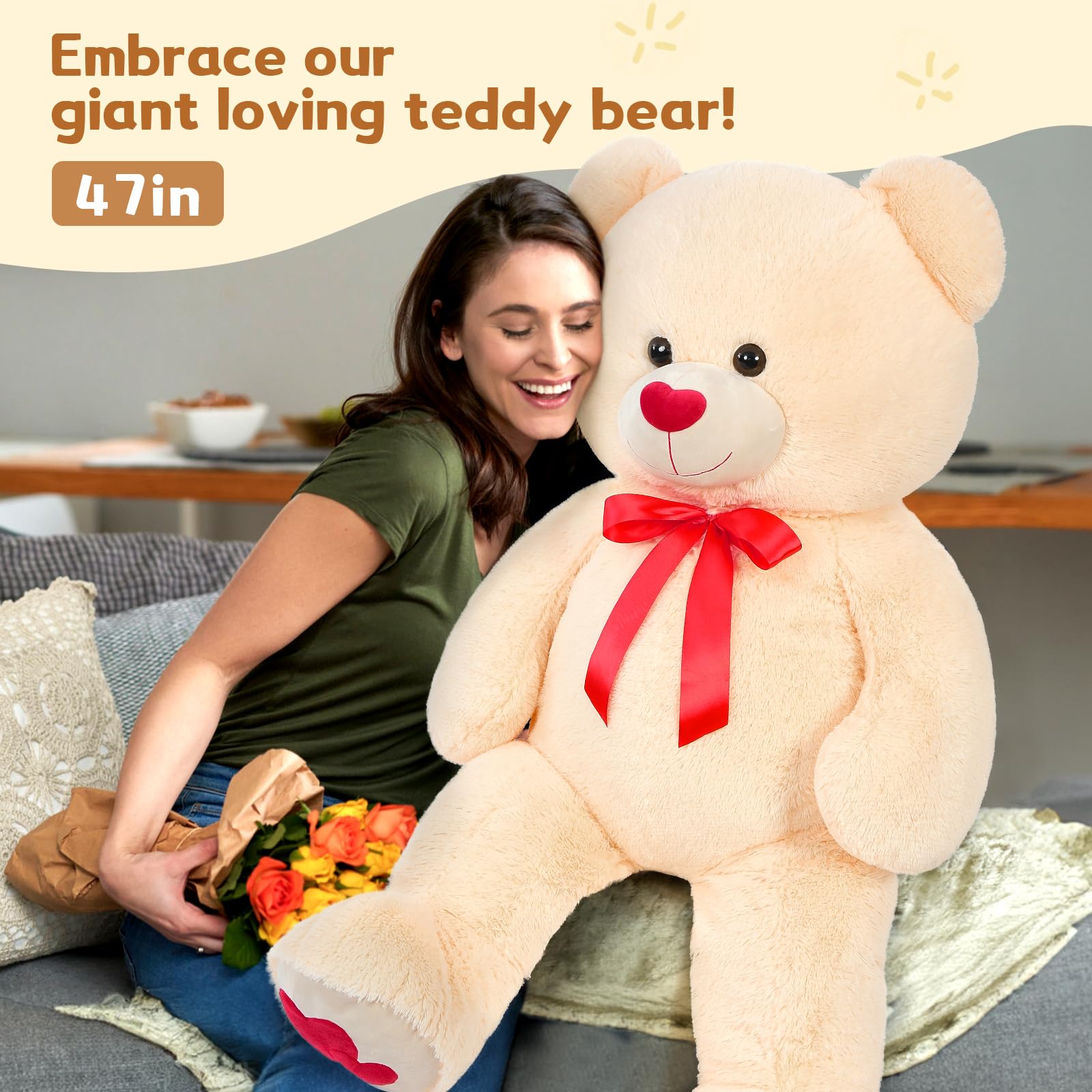 Foto 7 pulgar | Oso De Peluche Gigante Maogolan De 42 Cm Con Huellas De Corazón - Venta Internacional.