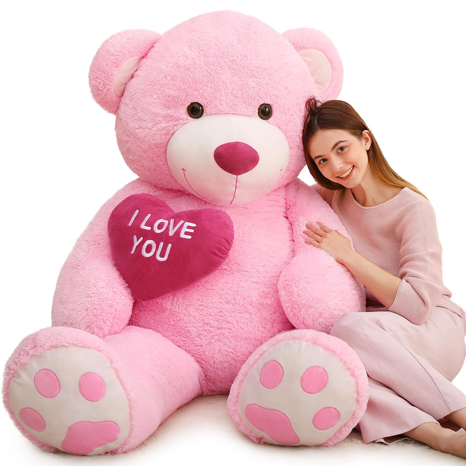 Foto 2 pulgar | Oso De Peluche Mao Golan Giant 180 Cm Con Texto En Forma De Corazón Rojo Y Rosa - Venta Internacional.