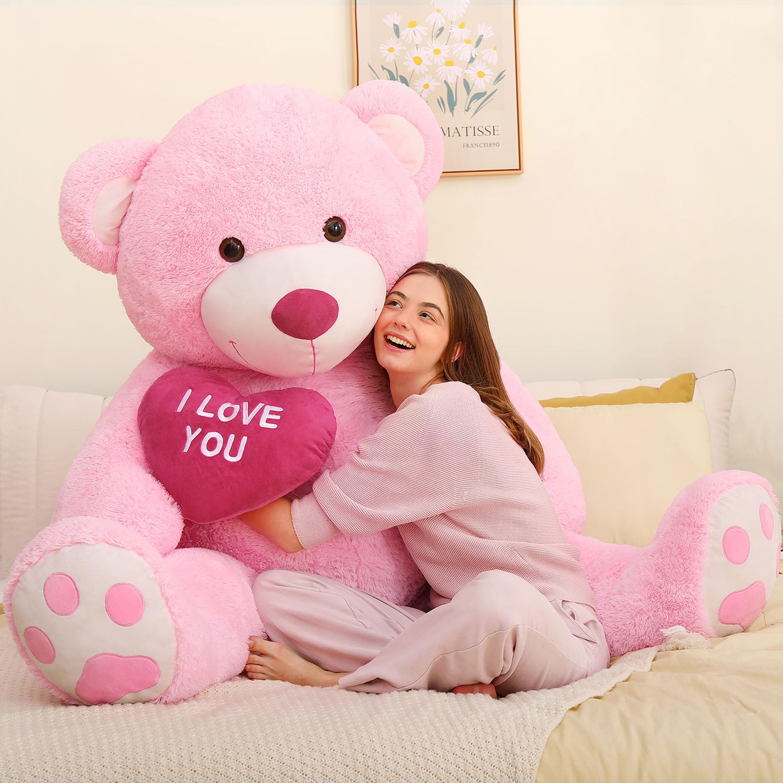 Foto 4 pulgar | Oso De Peluche Mao Golan Giant 180 Cm Con Texto En Forma De Corazón Rojo Y Rosa - Venta Internacional.