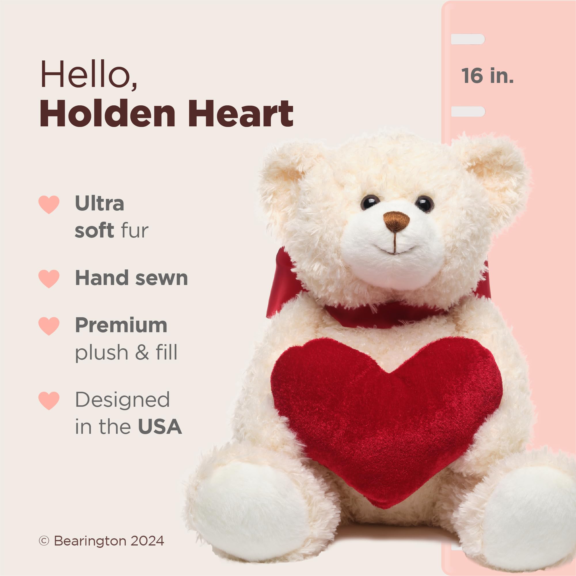 Foto 3 pulgar | Oso De Peluche Bearington Holden Heart Para San Valentín, 40 Cm - Venta Internacional.