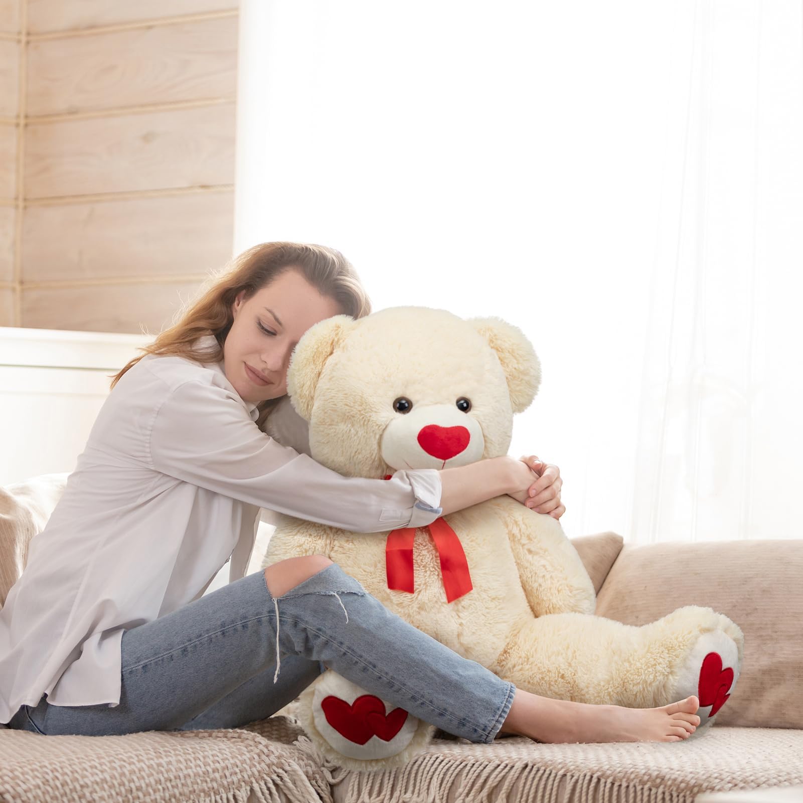 Foto 4 pulgar | Peluche Con Forma De Oso De Peluche Hollyhome, 90 Cm, Con Corazón Rojo - Venta Internacional.