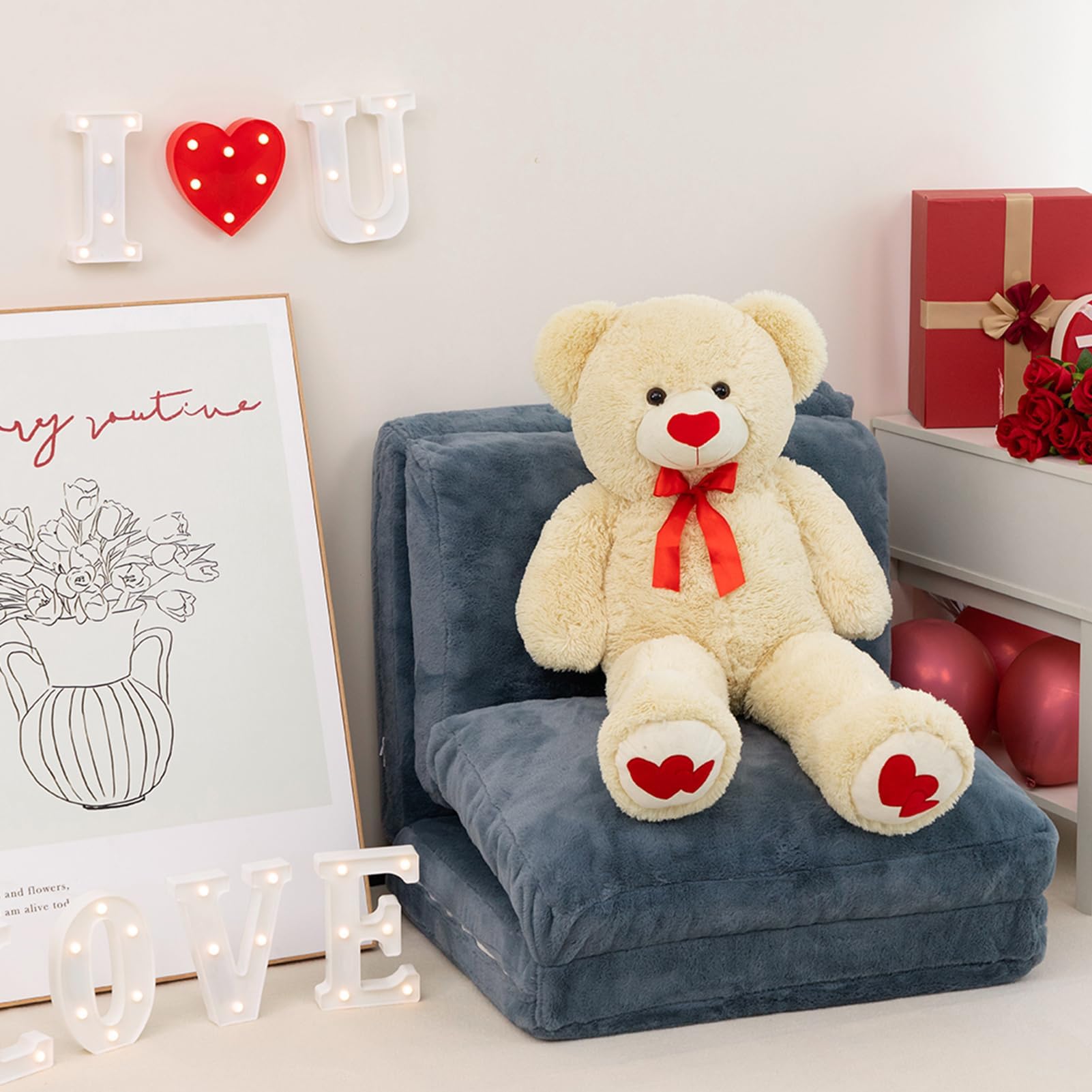 Foto 5 pulgar | Peluche Con Forma De Oso De Peluche Hollyhome, 90 Cm, Con Corazón Rojo - Venta Internacional.
