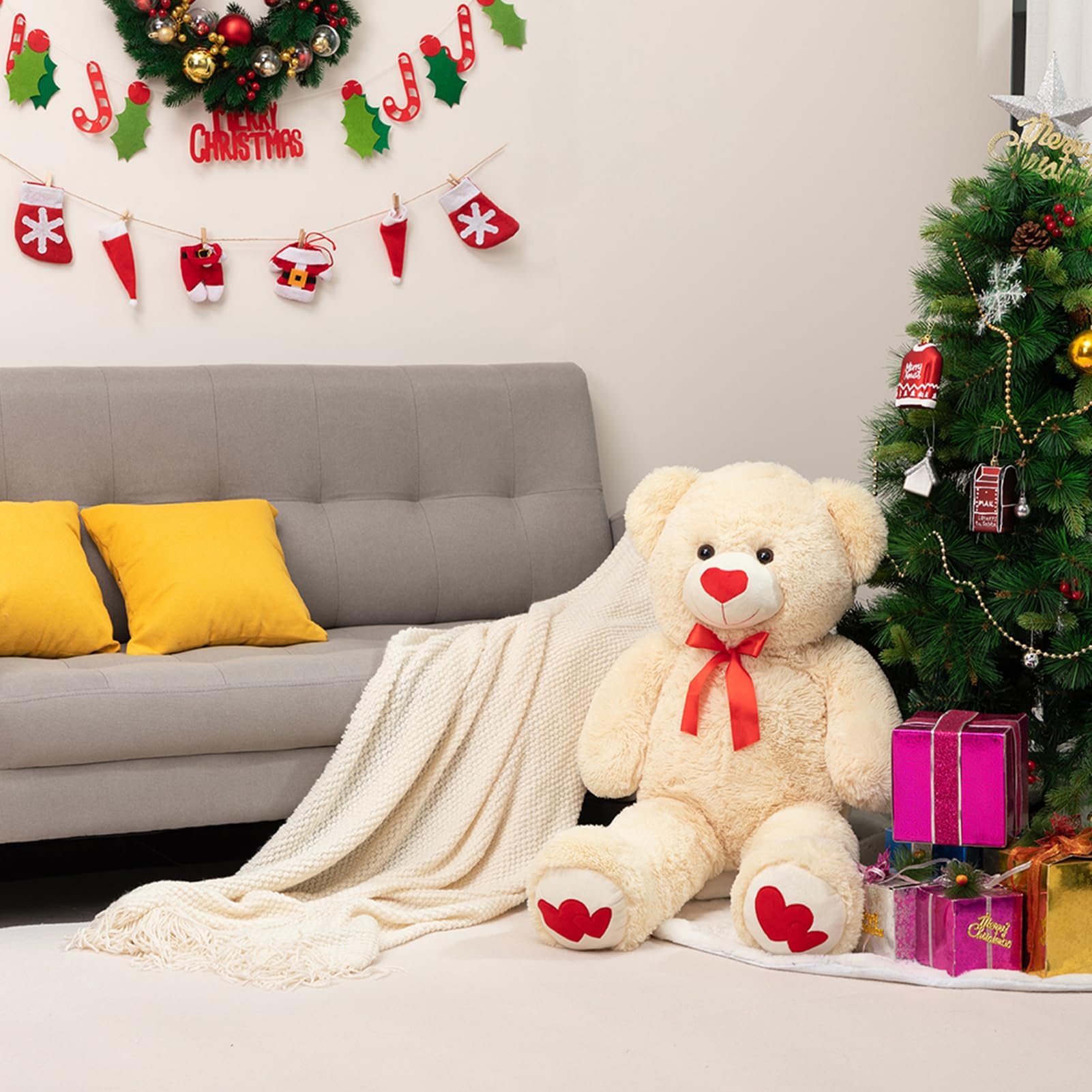 Foto 6 pulgar | Peluche Con Forma De Oso De Peluche Hollyhome, 90 Cm, Con Corazón Rojo - Venta Internacional.