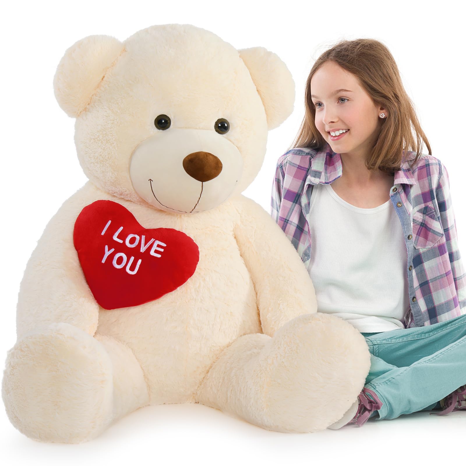 Oso De Peluche Mao Golan Giant 132 Cm I Love You Red Heart White - Venta Internacional.