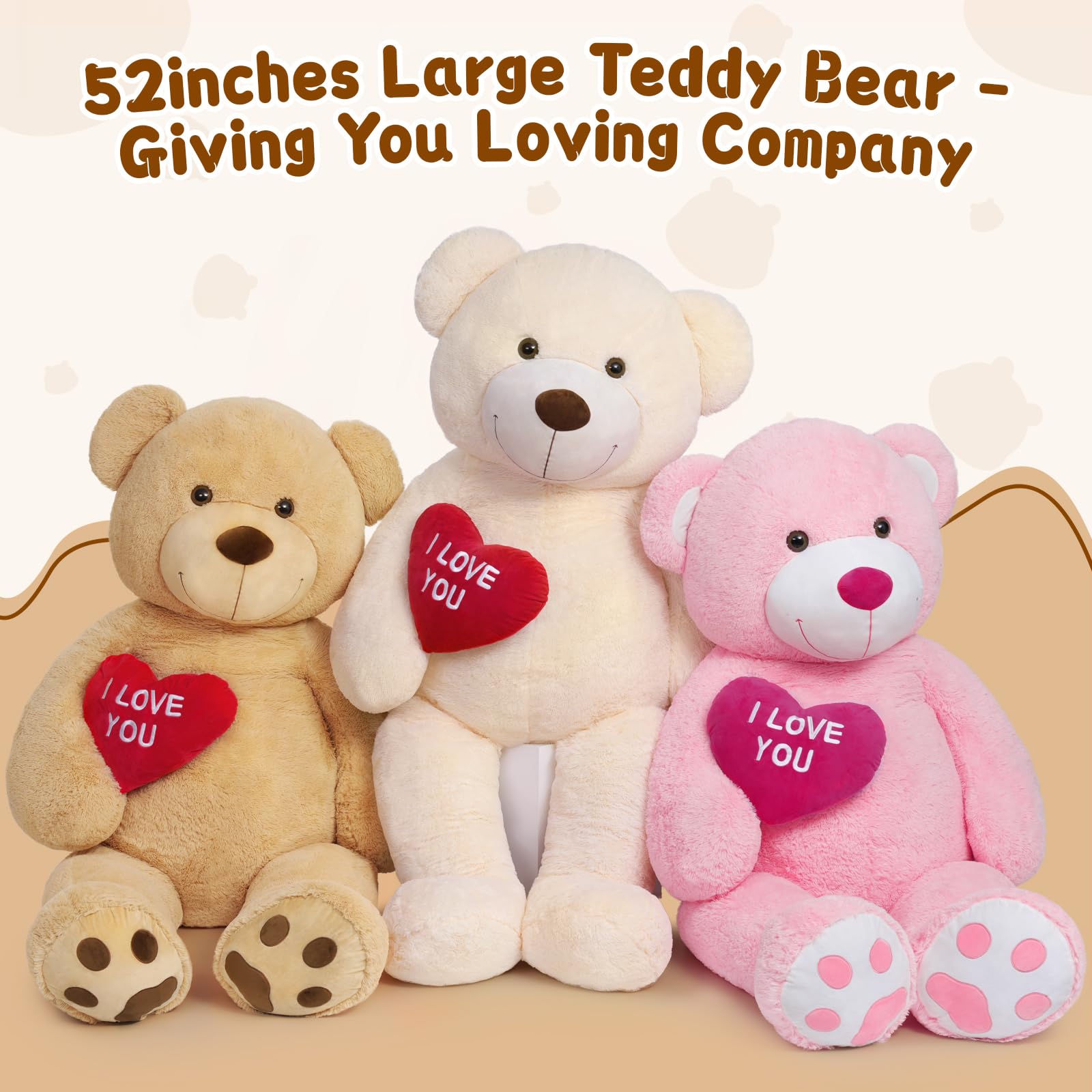 Foto 6 pulgar | Oso De Peluche Mao Golan Giant 132 Cm I Love You Red Heart White - Venta Internacional.