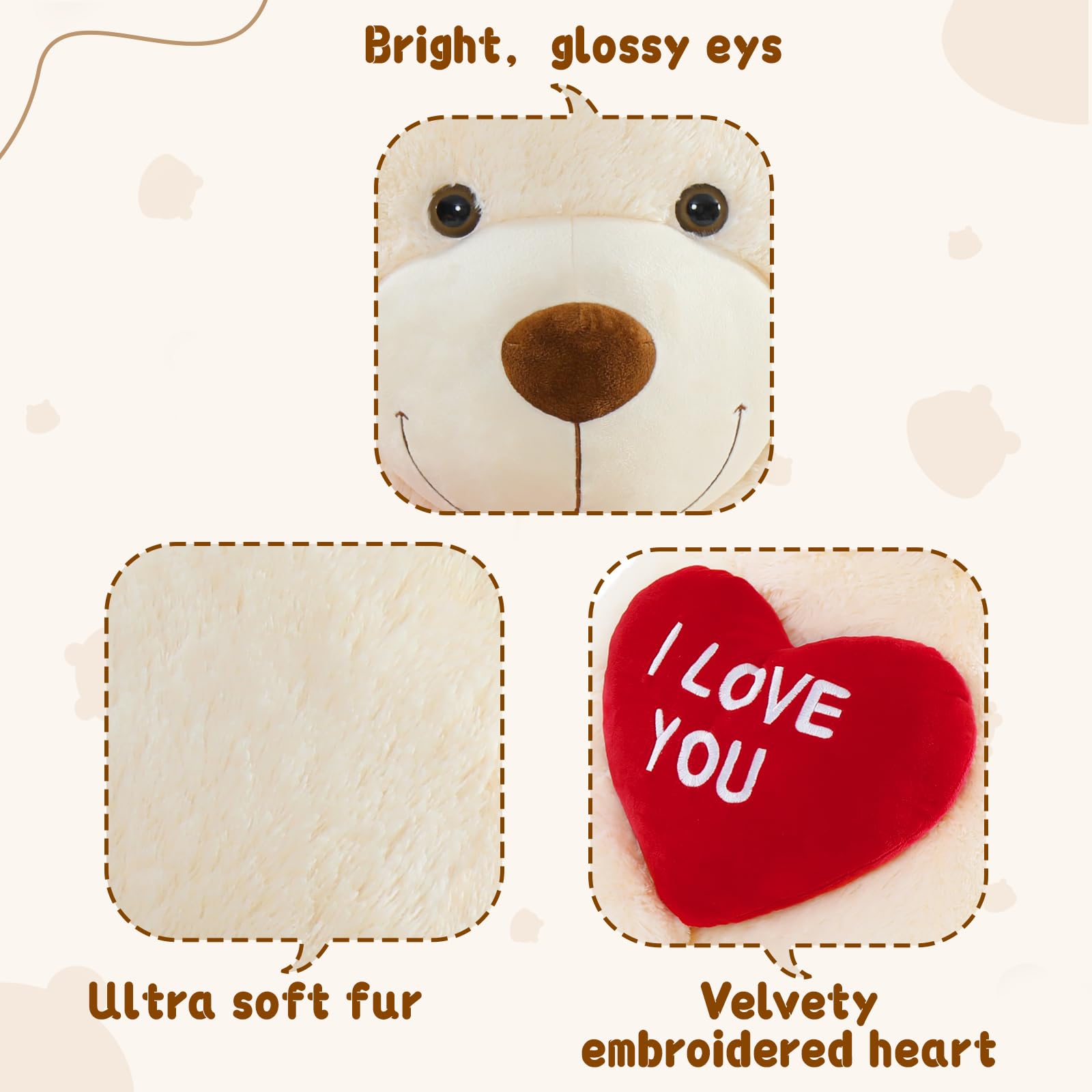 Foto 7 pulgar | Oso De Peluche Mao Golan Giant 132 Cm I Love You Red Heart White - Venta Internacional.