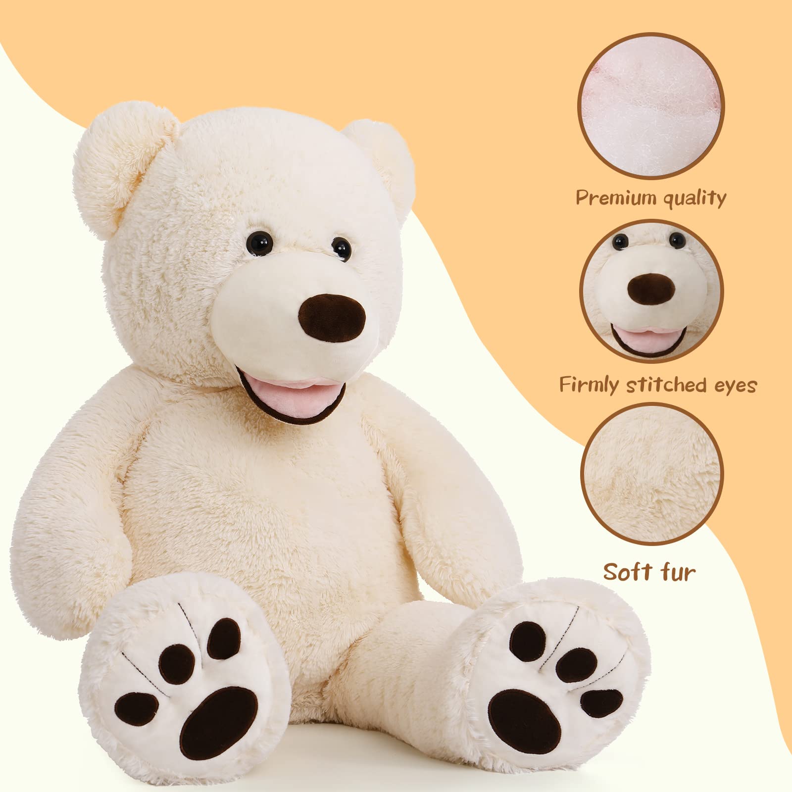 Foto 3 pulgar | Peluche Gigante De Peluche Morismos De Peluche Beige De 100 Cm Para Niños Y Regalo - Venta Internacional.