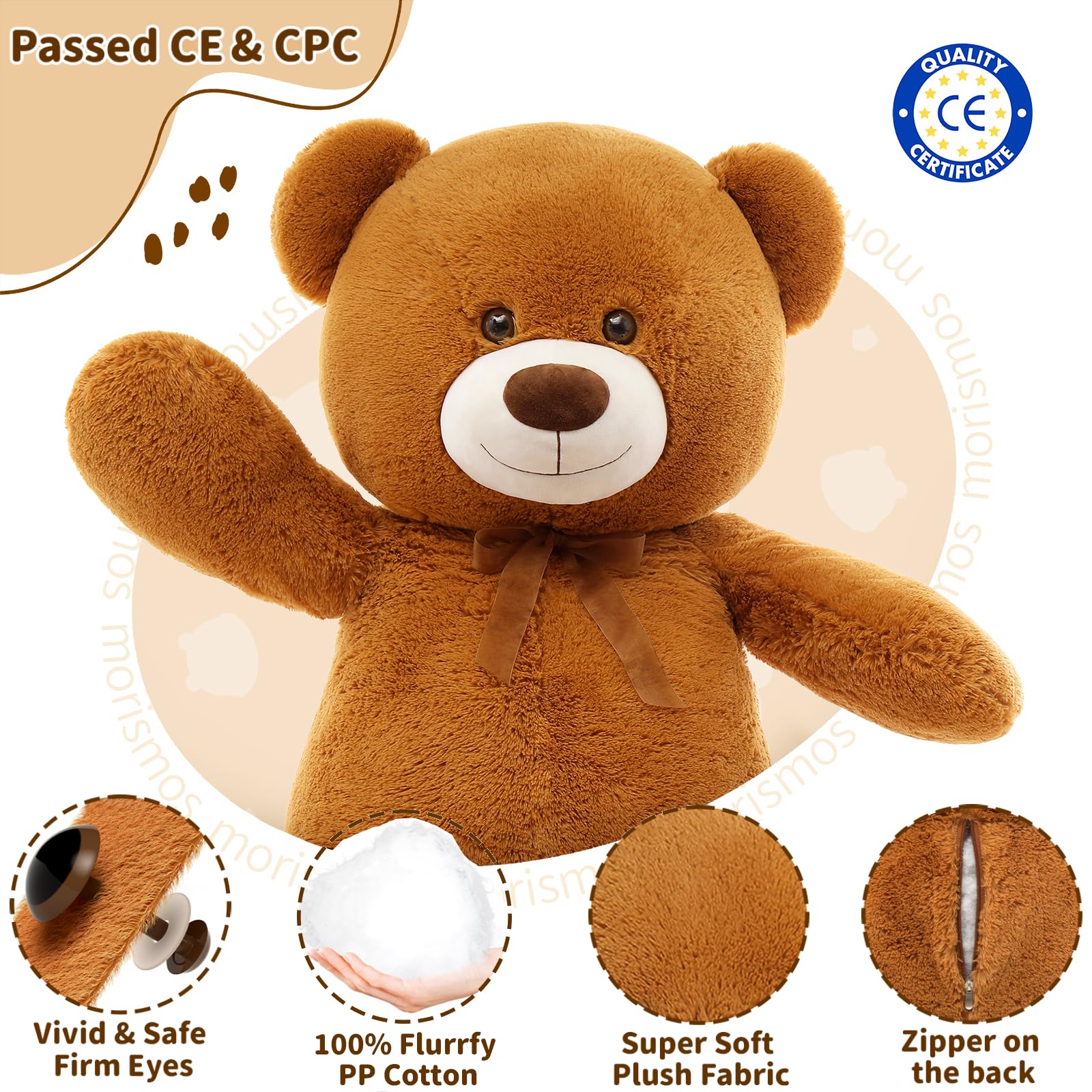 Foto 6 pulgar | Oso De Peluche Morismos Giant 90 Cm, Color Marrón - Venta Internacional.