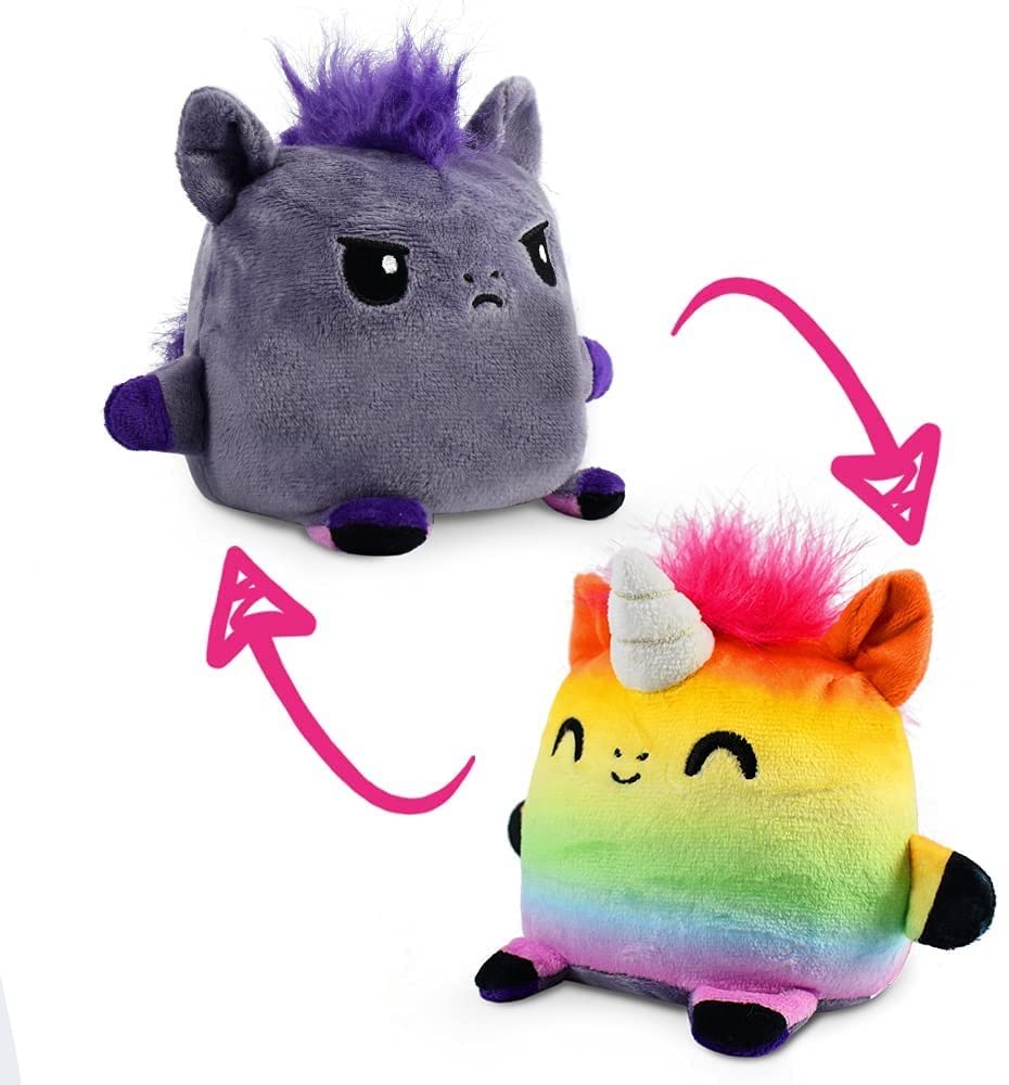 Plushmates Teeturtle, Caballo, Unicornio, Reversible, Gris Arcoíris - Venta Internacional.