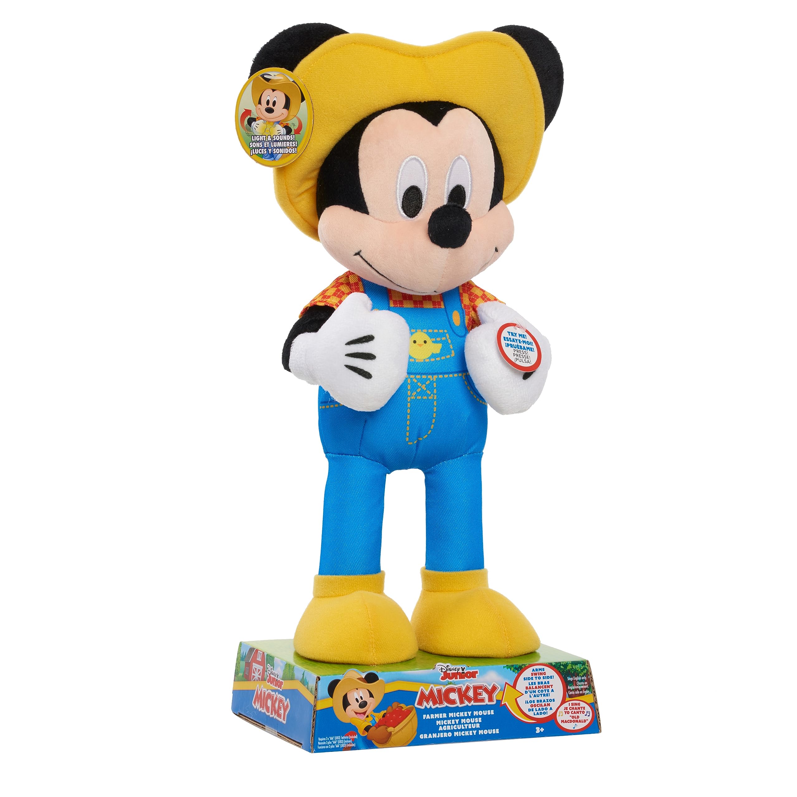 Foto 7 pulgar | Peluche Disney Junior Farmer Mickey Mouse Con Luces Y Sonido - Venta Internacional.