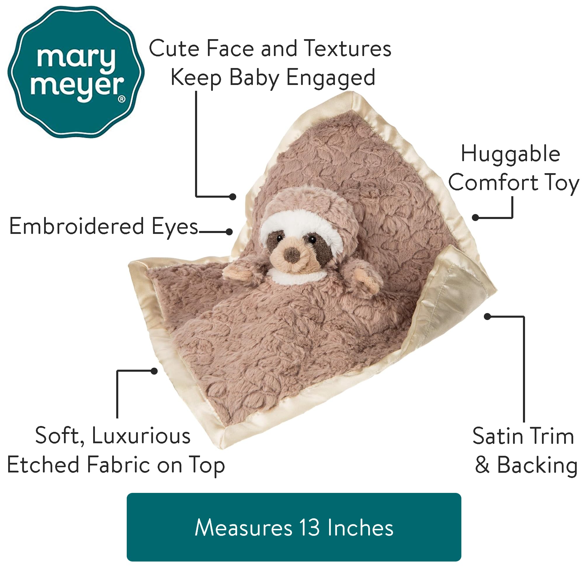 Foto 3 pulgar | Manta De Seguridad Para Animales De Peluche Mary Meyer Putty Sloth - Venta Internacional.