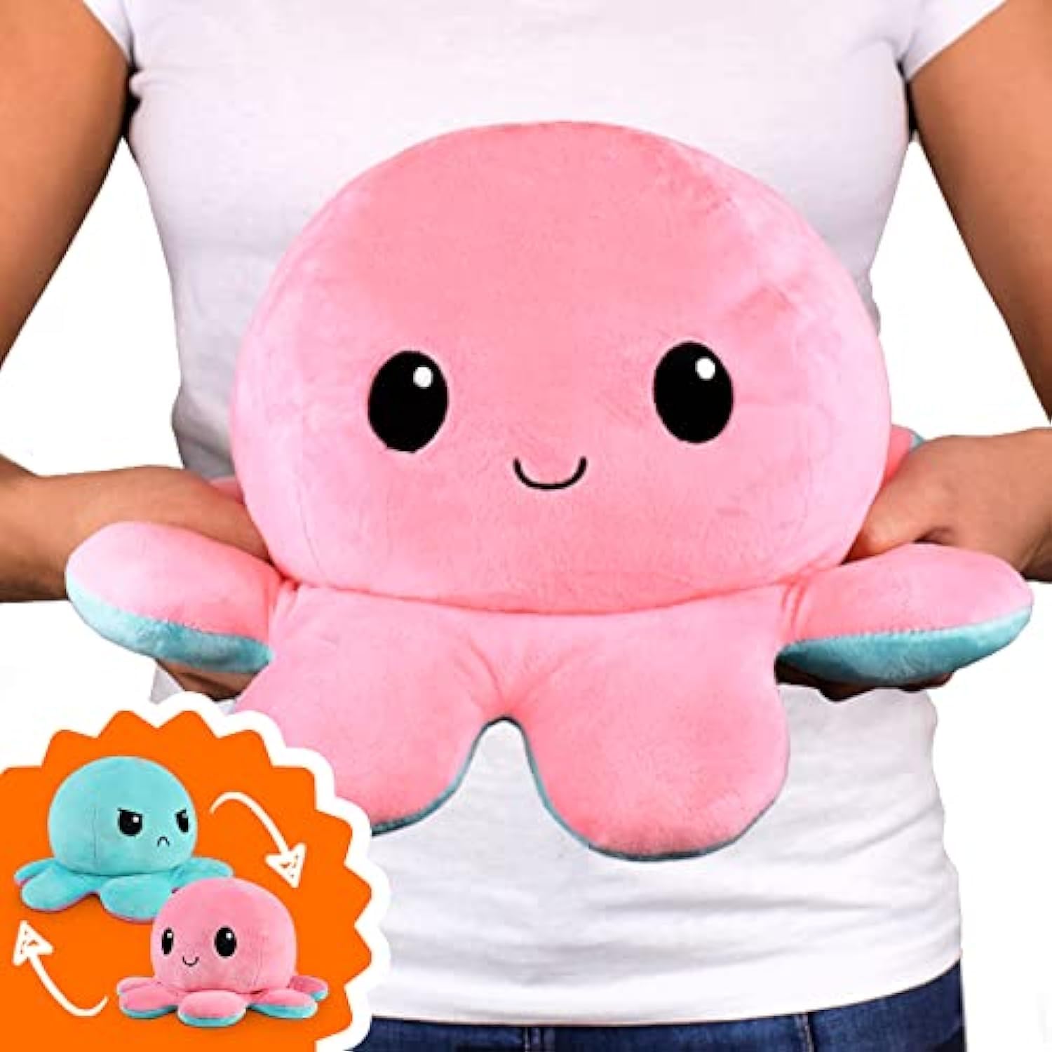 Peluche Teeturtle Original Reversible Big Pulpo Rosa+azul - Venta Internacional.