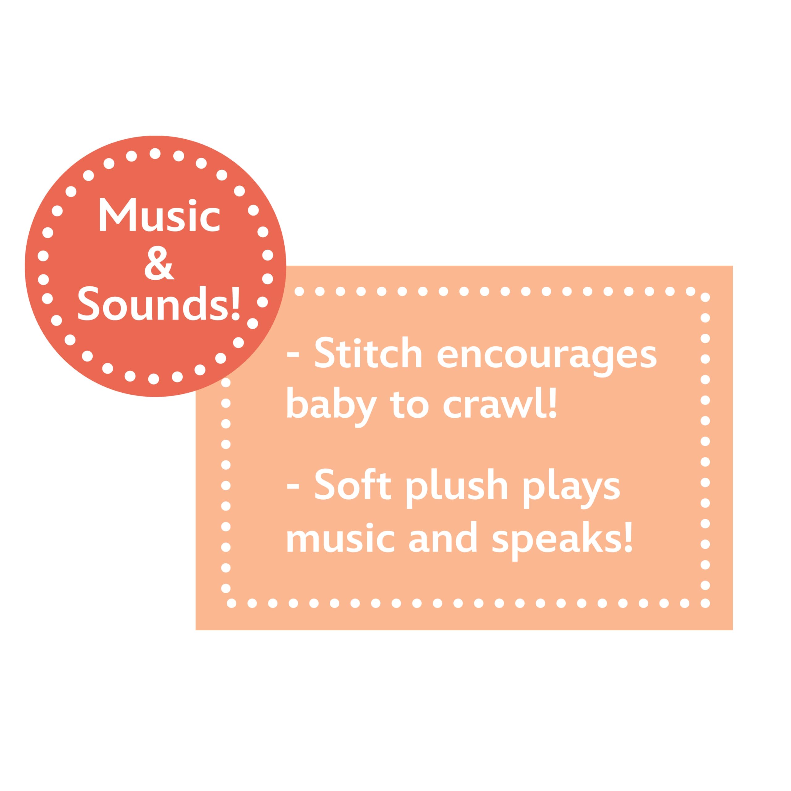 Foto 5 pulgar | Juguete De Peluche Just Play Disney Baby Musical Crawling Pal Stitch - Venta Internacional.