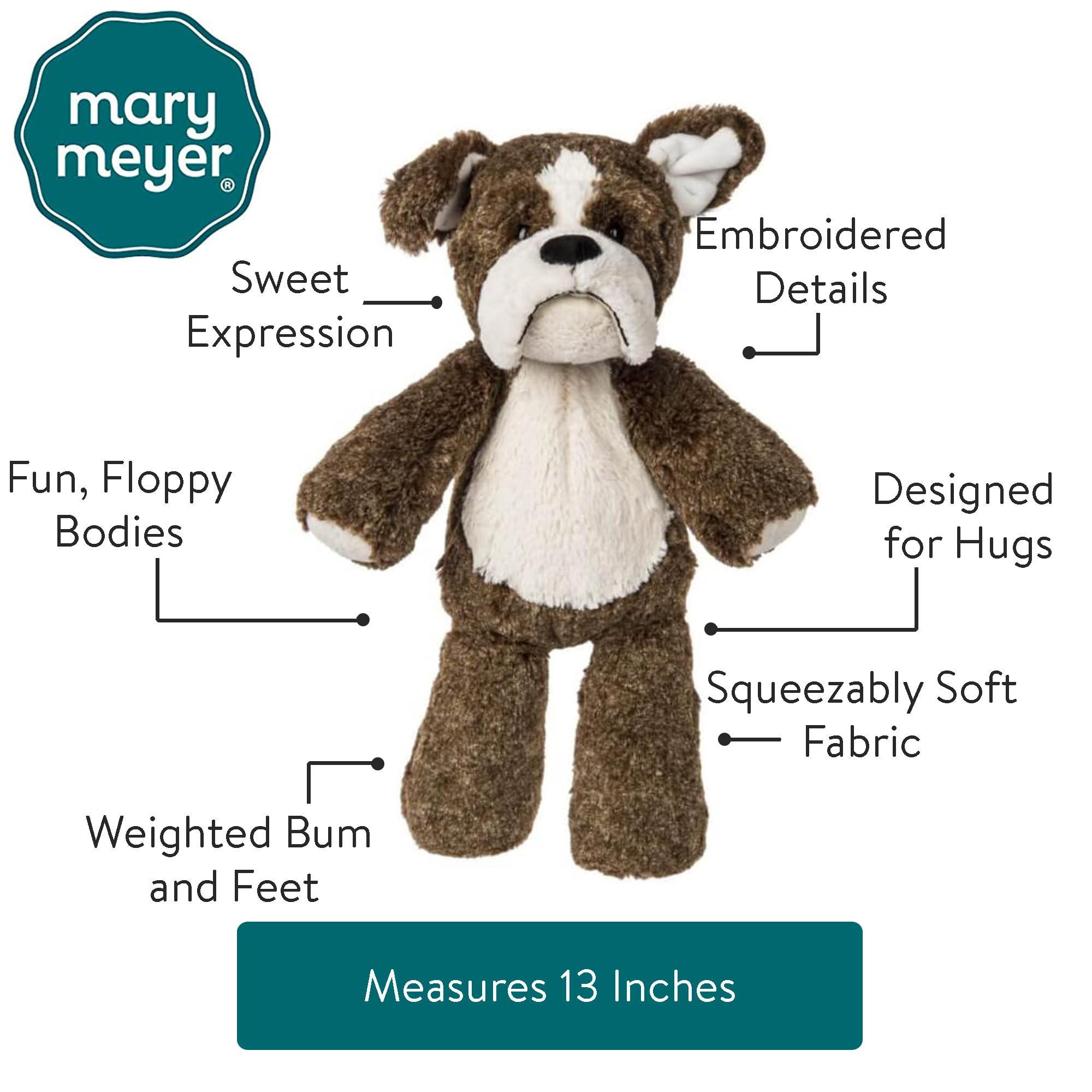 Foto 7 pulgar | Peluche Mary Meyer Marshmallow Zoo Bradley Bulldog 33 Cm - Venta Internacional.