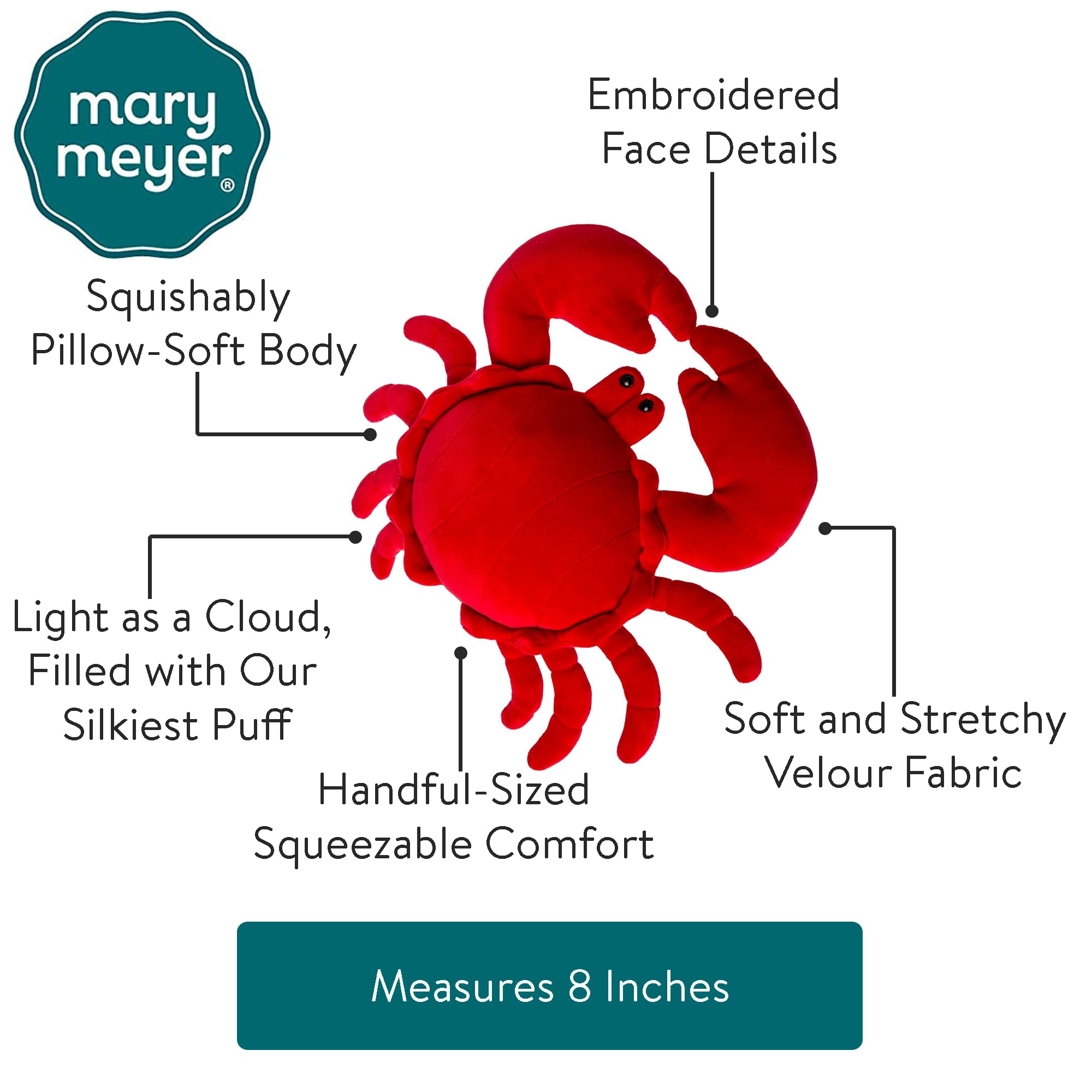 Foto 4 | Almohada Mary Meyer Smootheez De Peluche Con Forma De Cangrejo Rojo - Venta Internacional.