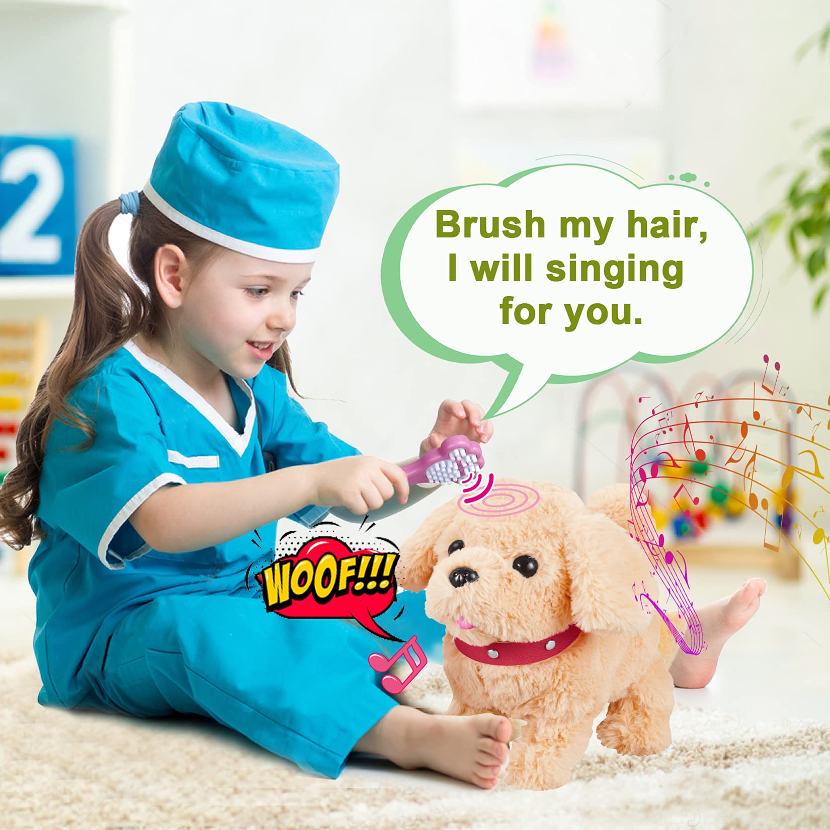 Foto 5 pulgar | Juguete Interactivo De Peluche Koonie Toy Para Perros Que Canta, Camina Y Ladra - Venta Internacional.