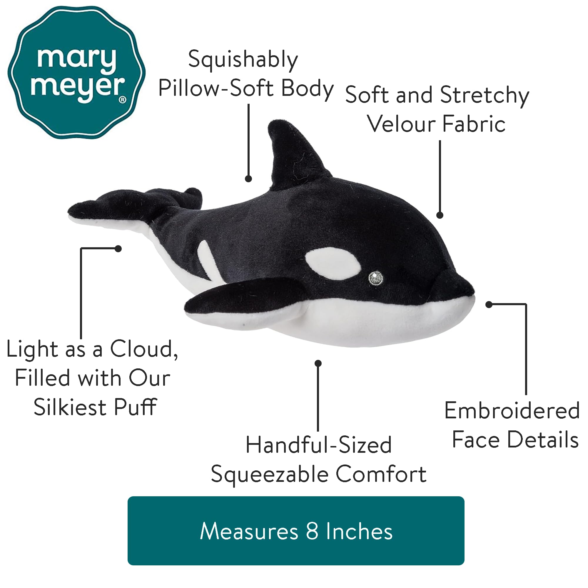 Foto 5 pulgar | Almohada De Peluche Mary Meyer Smootheez Soft Orca Whale - Venta Internacional.