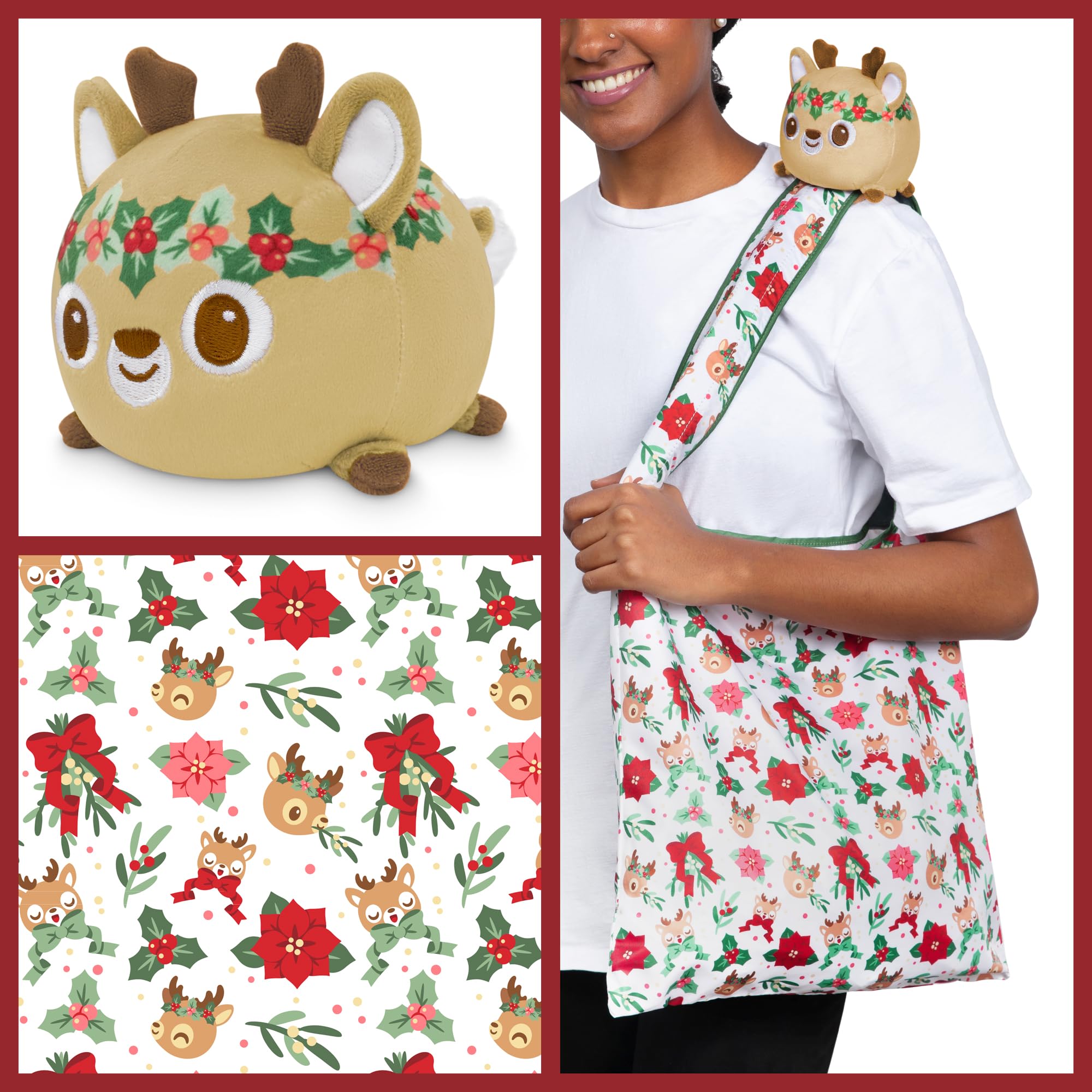 Foto 3 pulgar | Bolso De Mano Teeturtle Holiday Deer Con Pulpo Reversible - Venta Internacional.