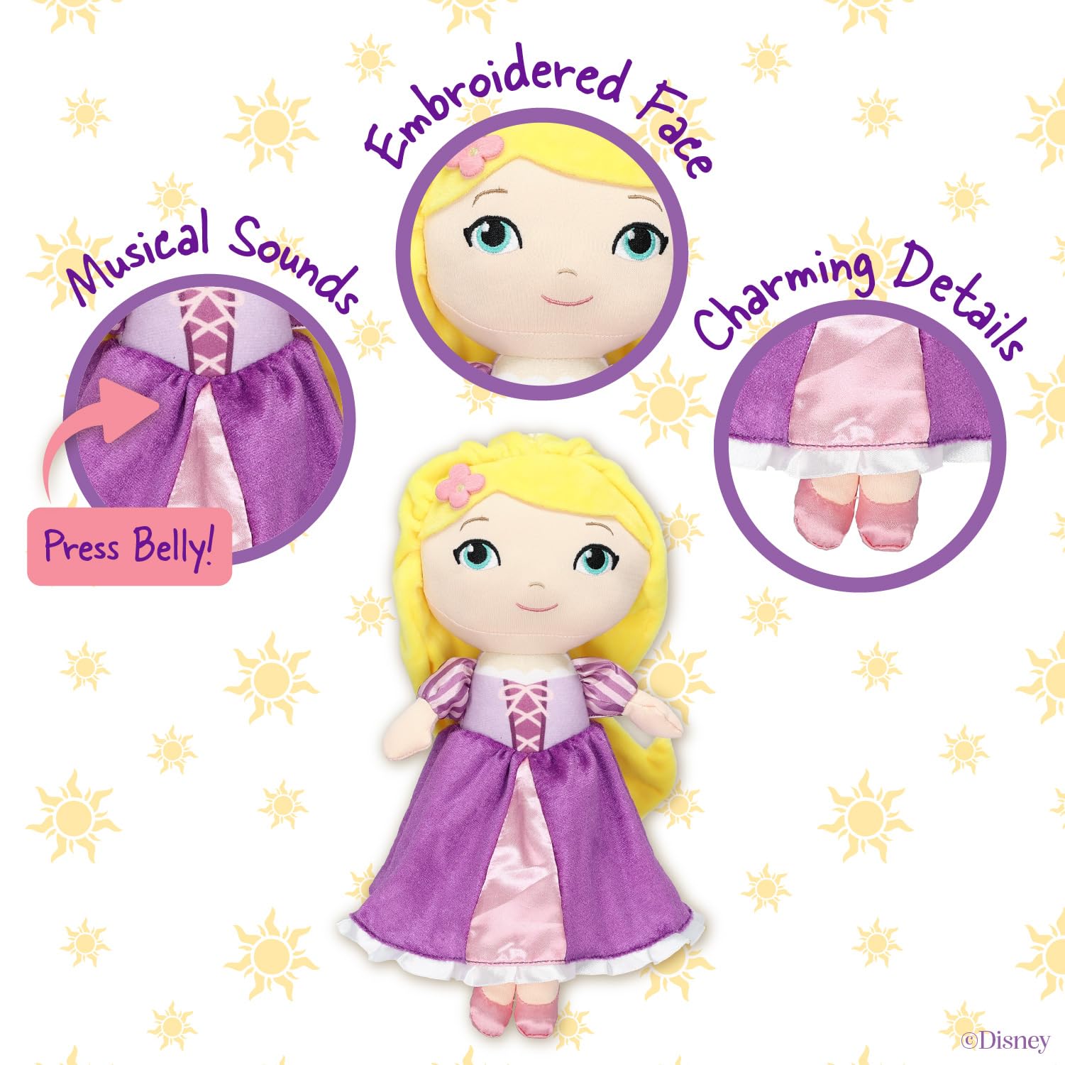 Foto 4 pulgar | Muñeca De Peluche Rapunzel Para Niños, Preferida Por Los Niños, De Disney, Con Musical, 30 Cm - Venta Internacional.