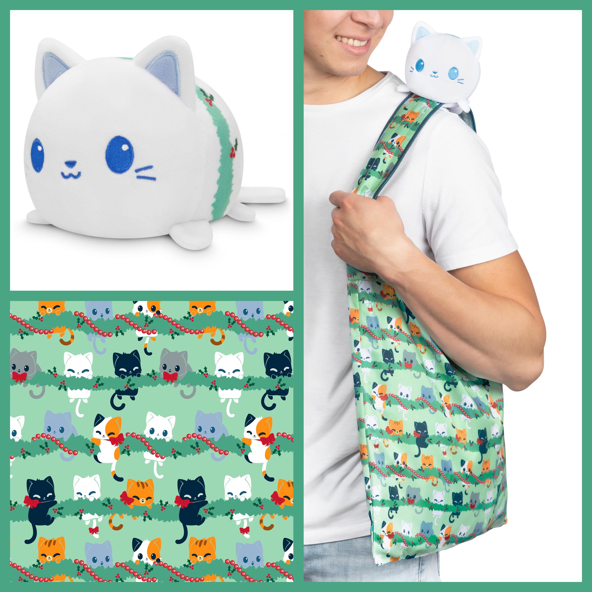 Foto 3 pulgar | Bolsa De Mano De Peluche Con Forma De Tortuga, Guirnalda Navideña Y Gatitos - Venta Internacional.