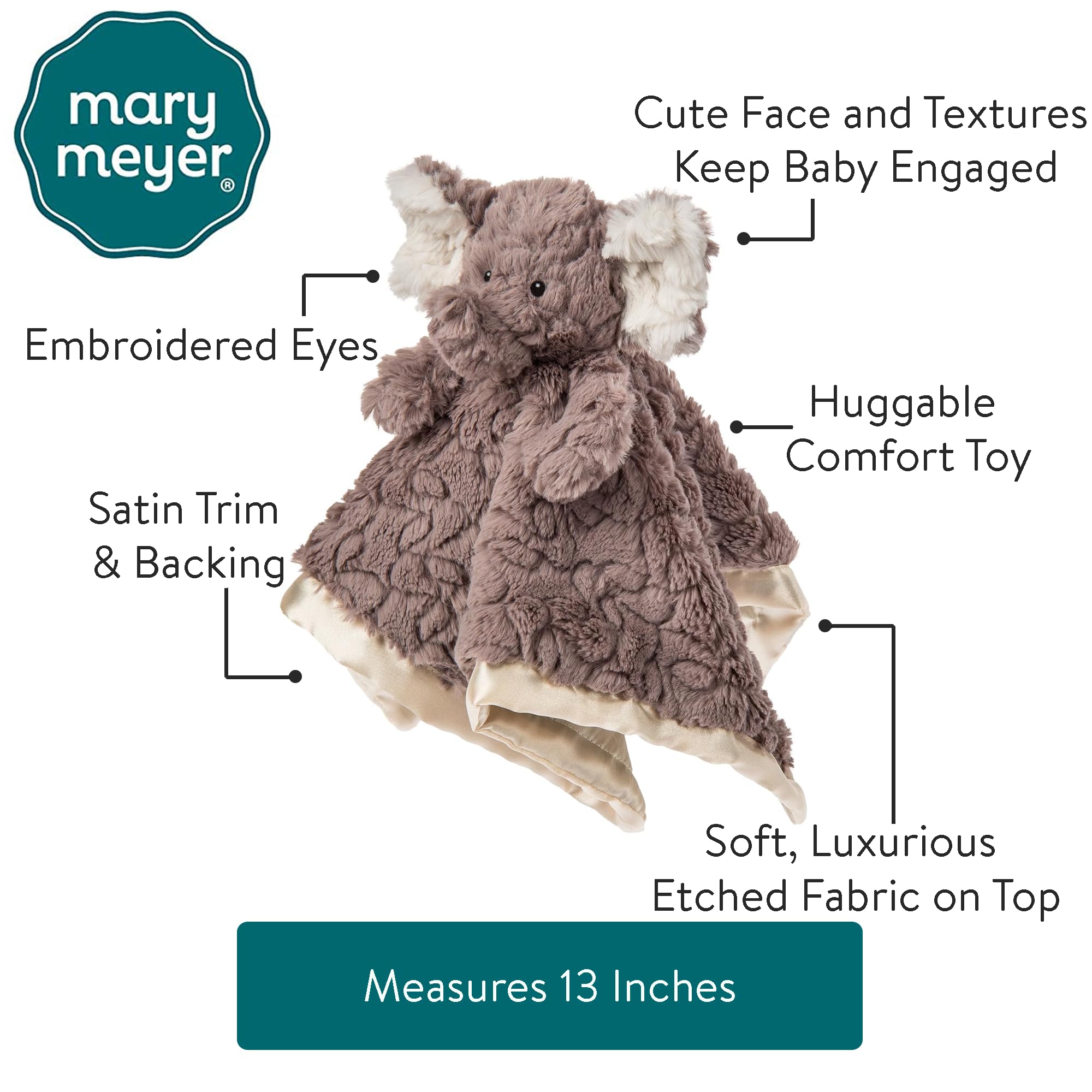 Foto 4 pulgar | Manta Mary Meyer Putty Nursery Elephant Con Forma De Elefante, 13 X 13 Pulgadas - Venta Internacional.